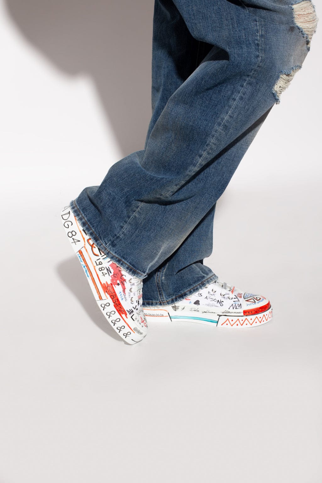 Dolce & Gabbana Portofino Graffiti Print High-Top Sneakers - alternate view