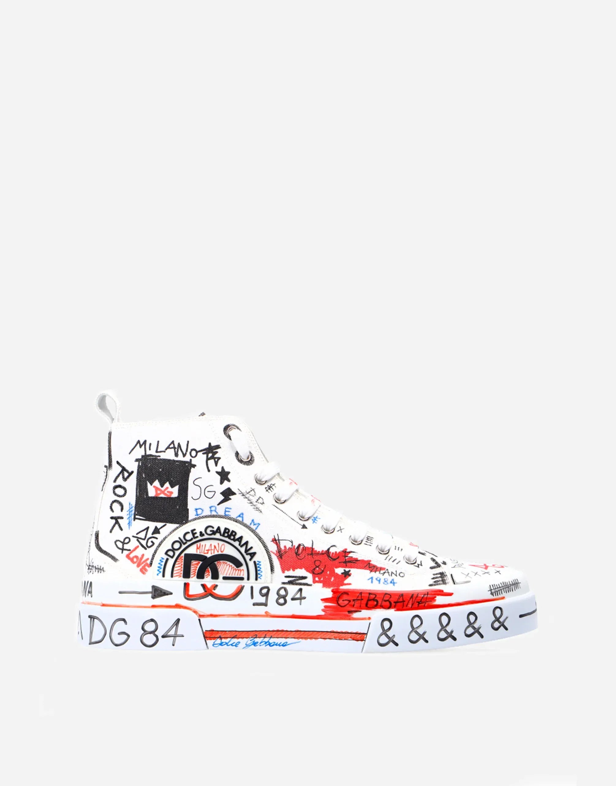 Dolce & Gabbana Portofino Graffiti Print High-Top Sneakers