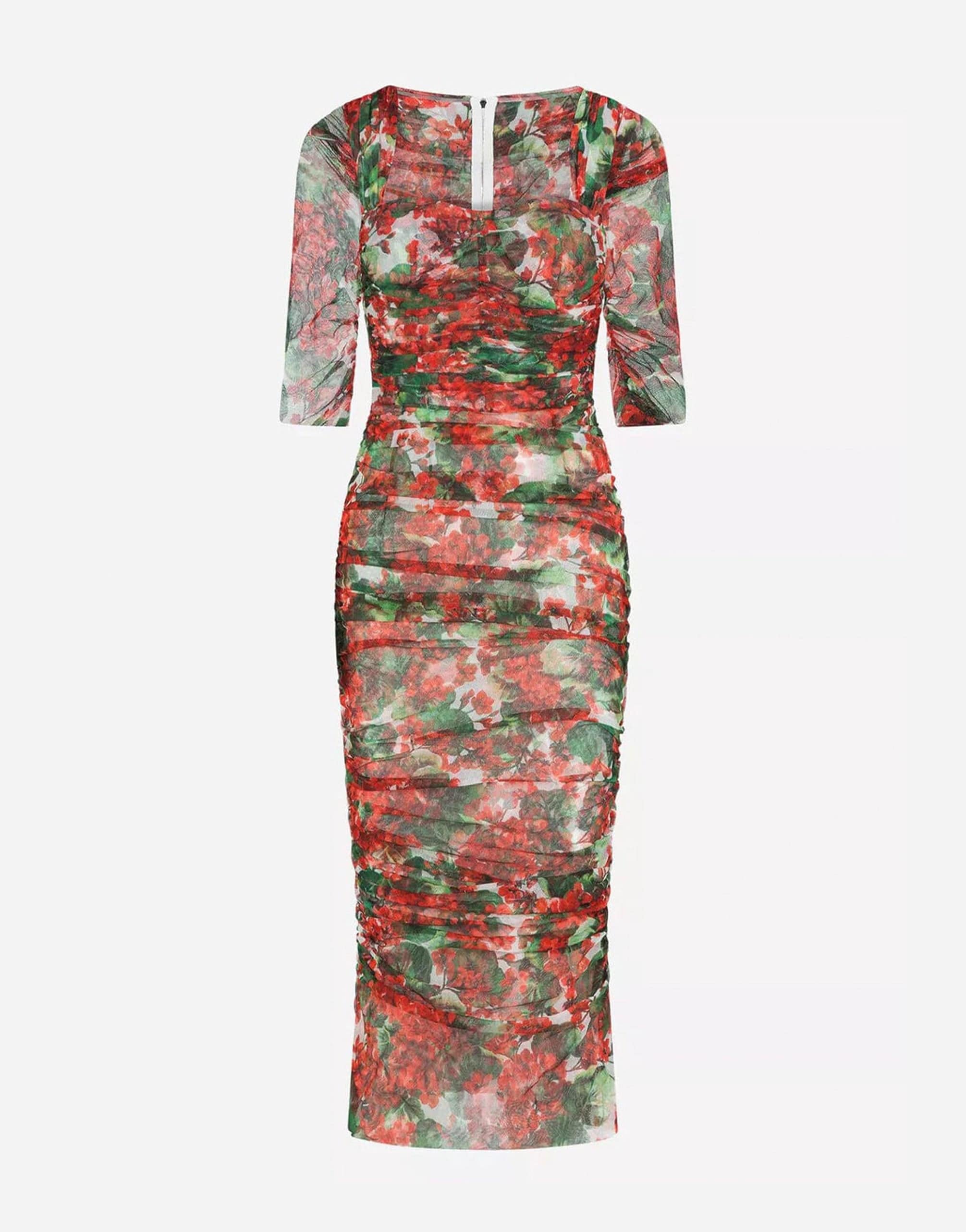 Dolce & Gabbana Portofino Print Tulle Midi Dress