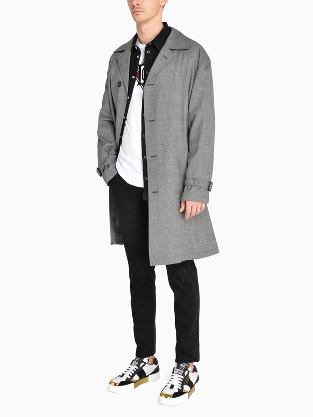 Dolce & Gabbana Prince Of Wales Wool Coat