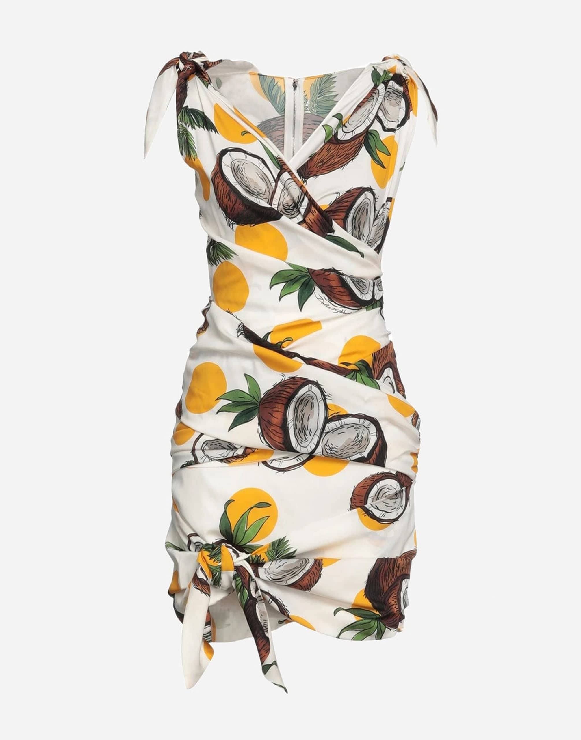 Dolce & Gabbana Print Ruched Stretch-Silk Dress