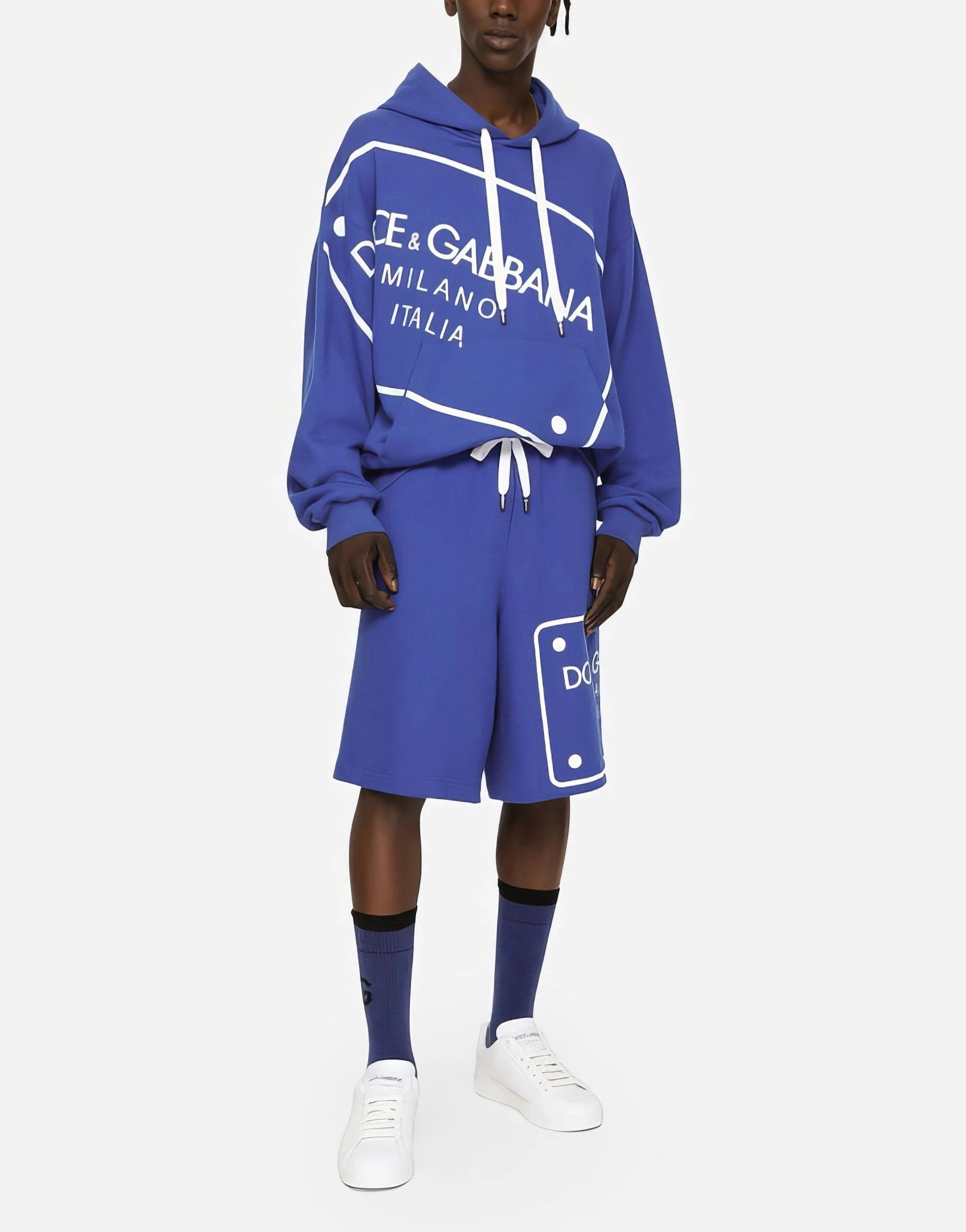 Dolce & Gabbana Printed Logo Tag Jersey Shorts