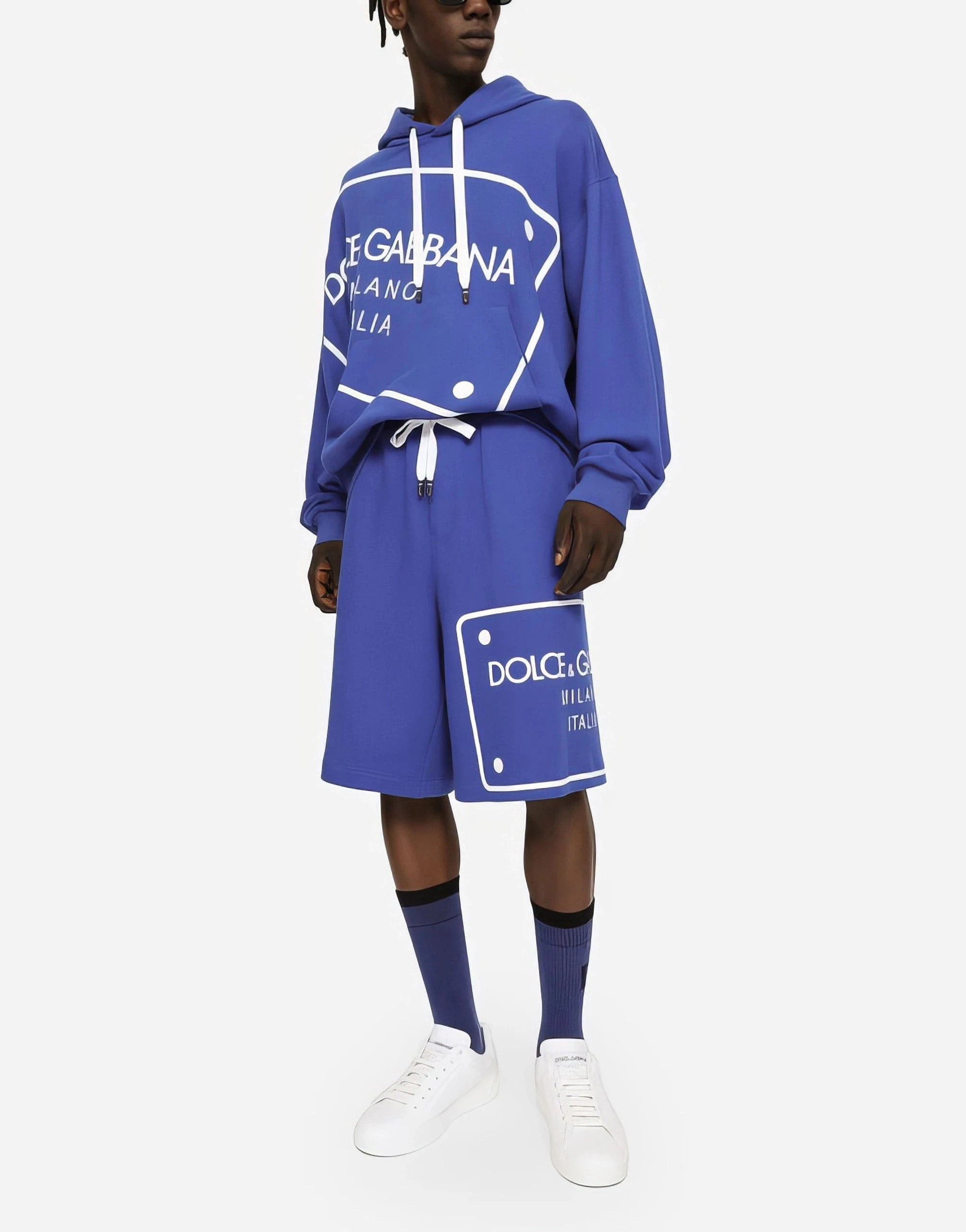 Dolce & Gabbana Printed Logo Tag Jersey Shorts