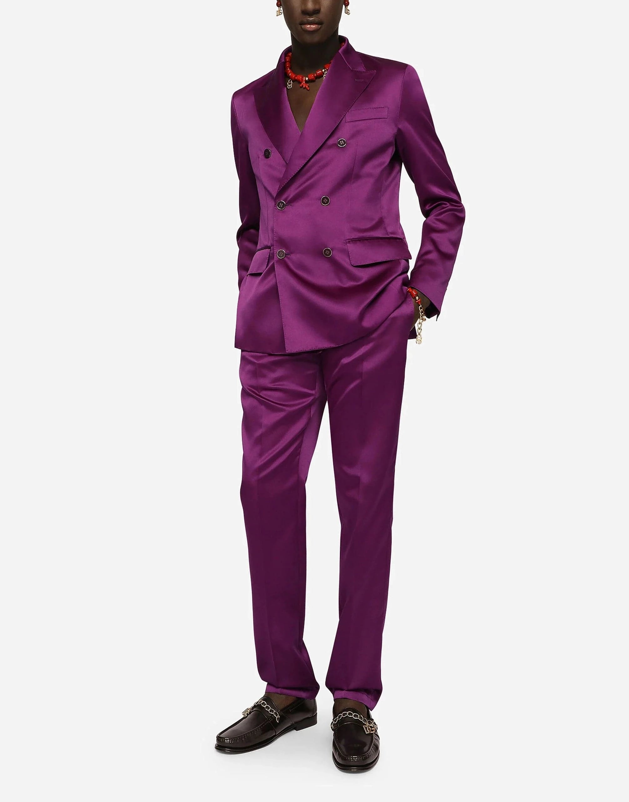 Dolce & Gabbana Purple Double-Breasted Tailored Jacket