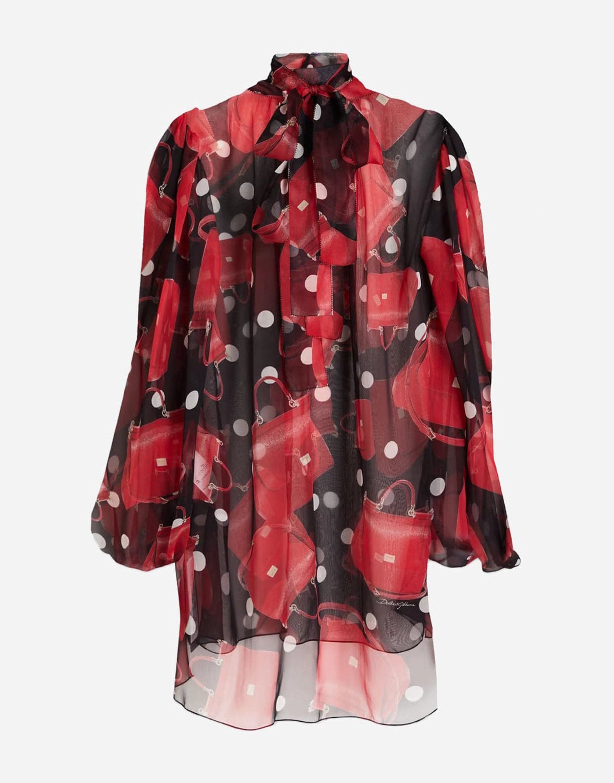 Dolce & Gabbana Pussy-Bow Gathered Silk-Chiffon Blouse