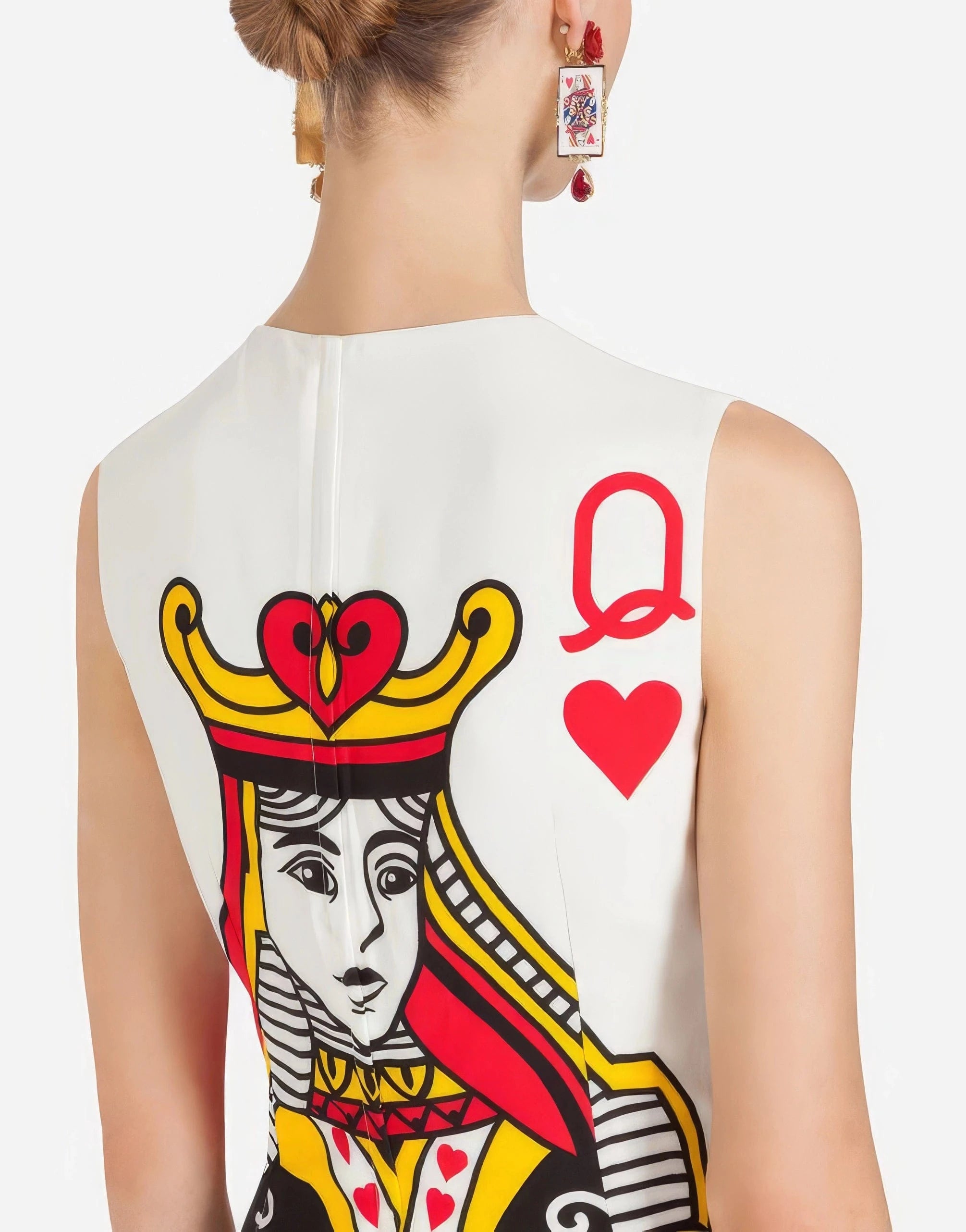 Dolce & Gabbana Queen Of Hearts Sleeveless Silk Long Dress