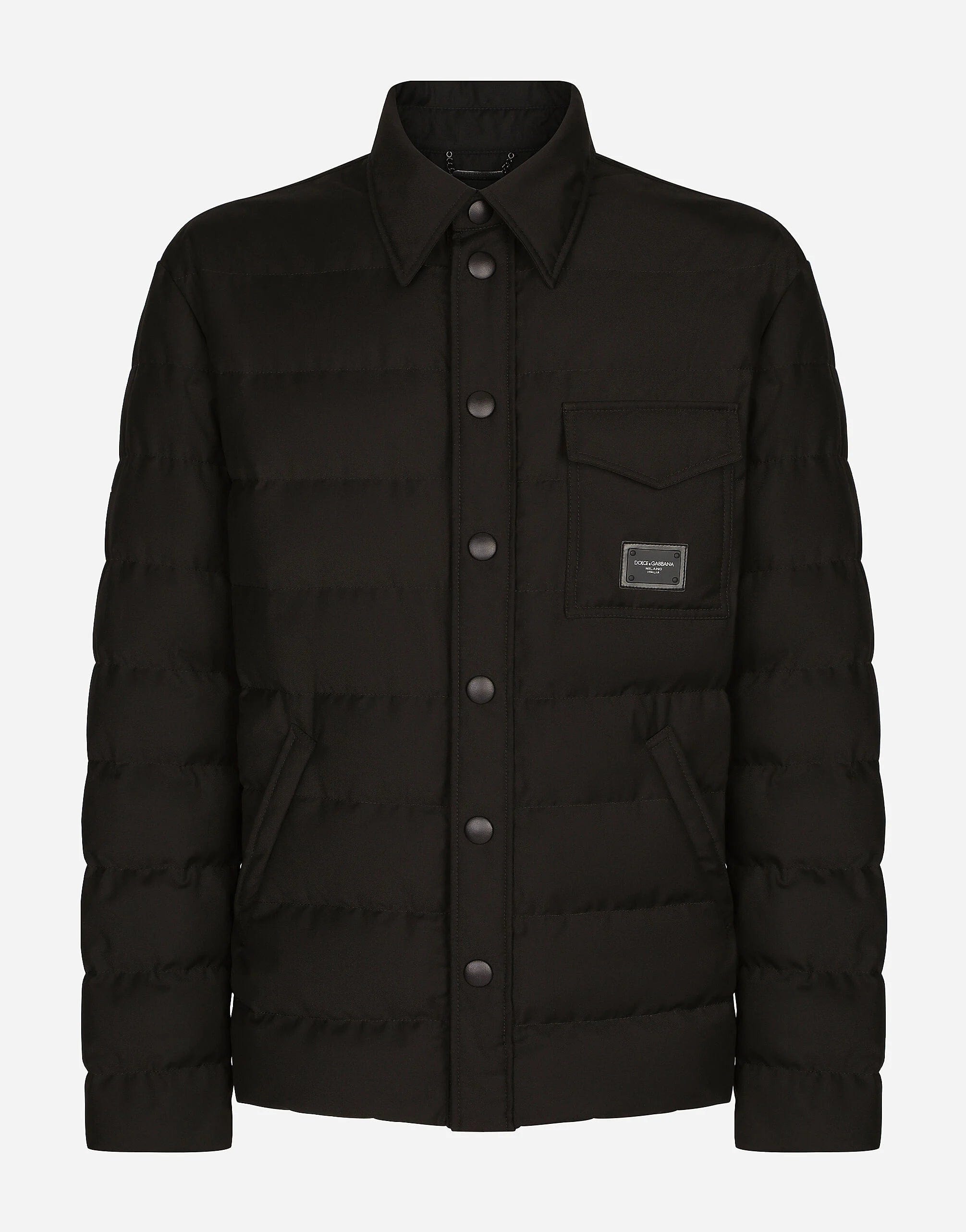 Quilted Nylon Jacket With Branded Plate