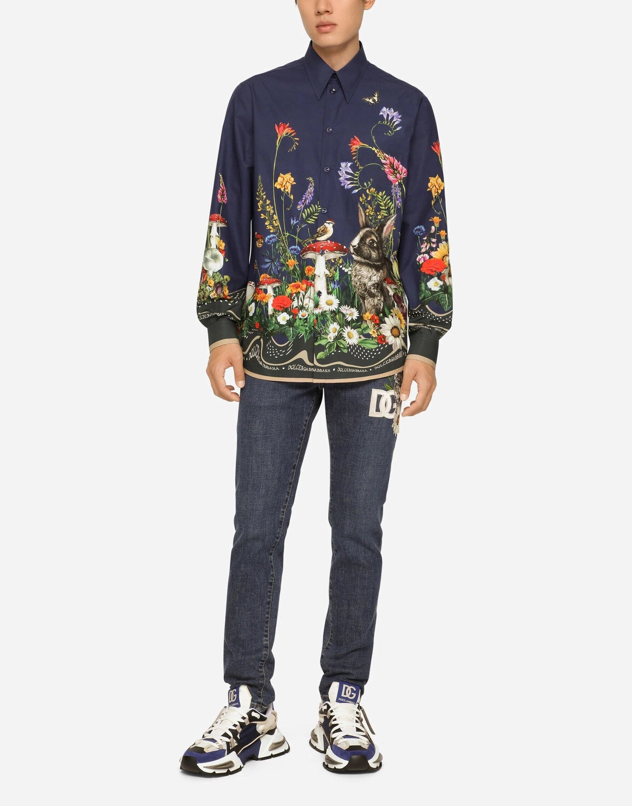 Dolce & Gabbana Rabbit-Print Hawaiian Shirt