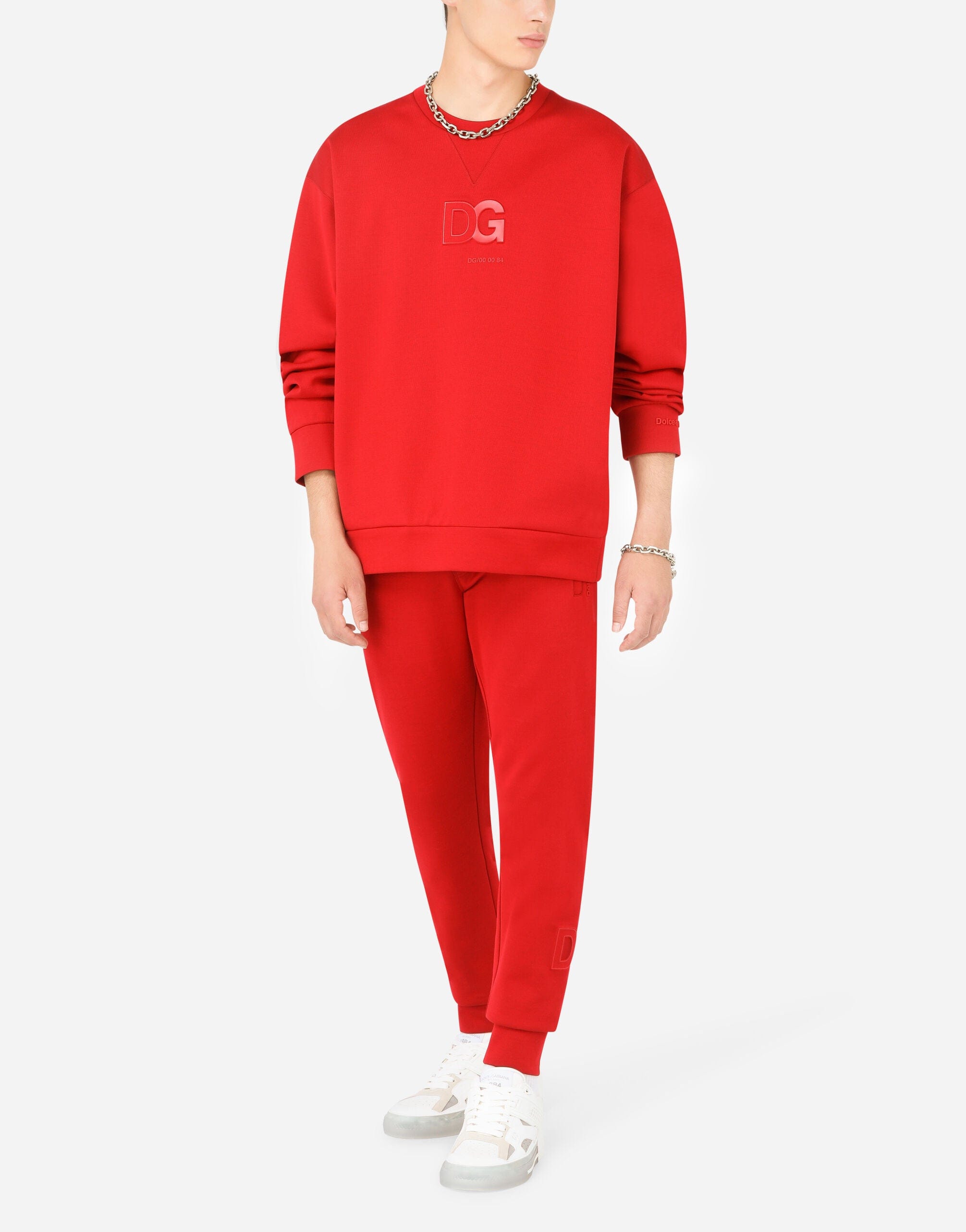 Dolce & Gabbana Red 3D DG Logo Jersey Sweatshirt