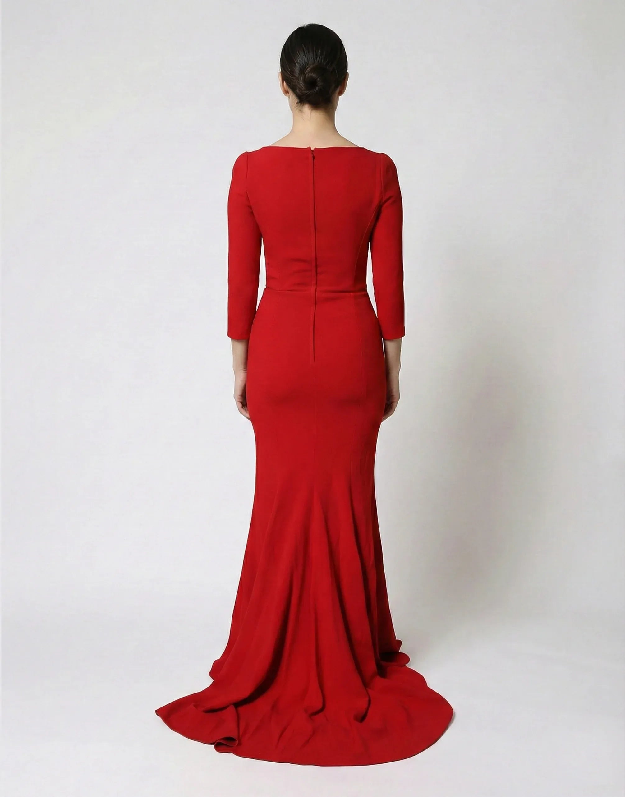 Dolce & Gabbana Red Crepe Square-Neck Mermaid Gown