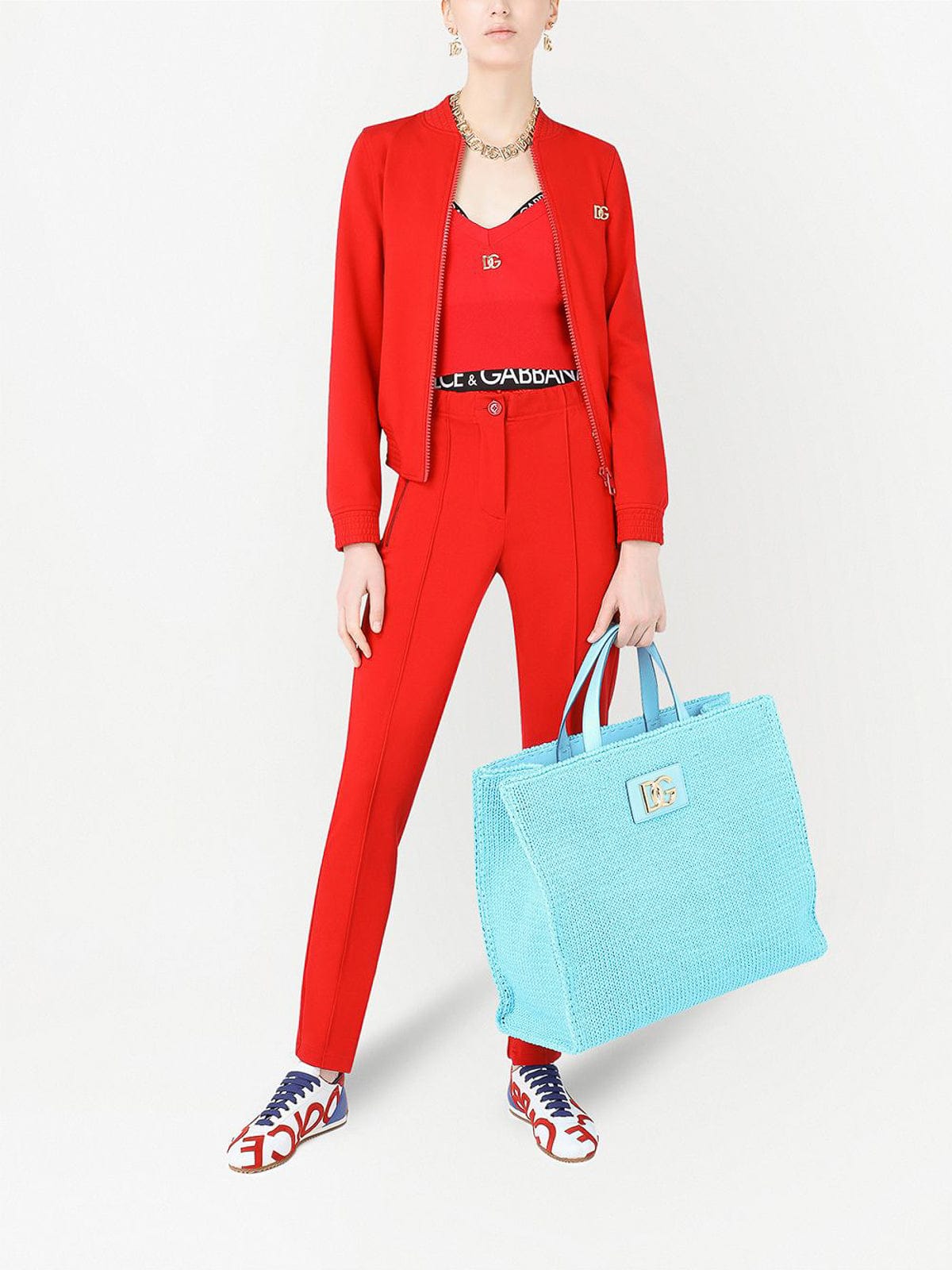 Dolce & Gabbana Red Full Milano DG Logo Trousers