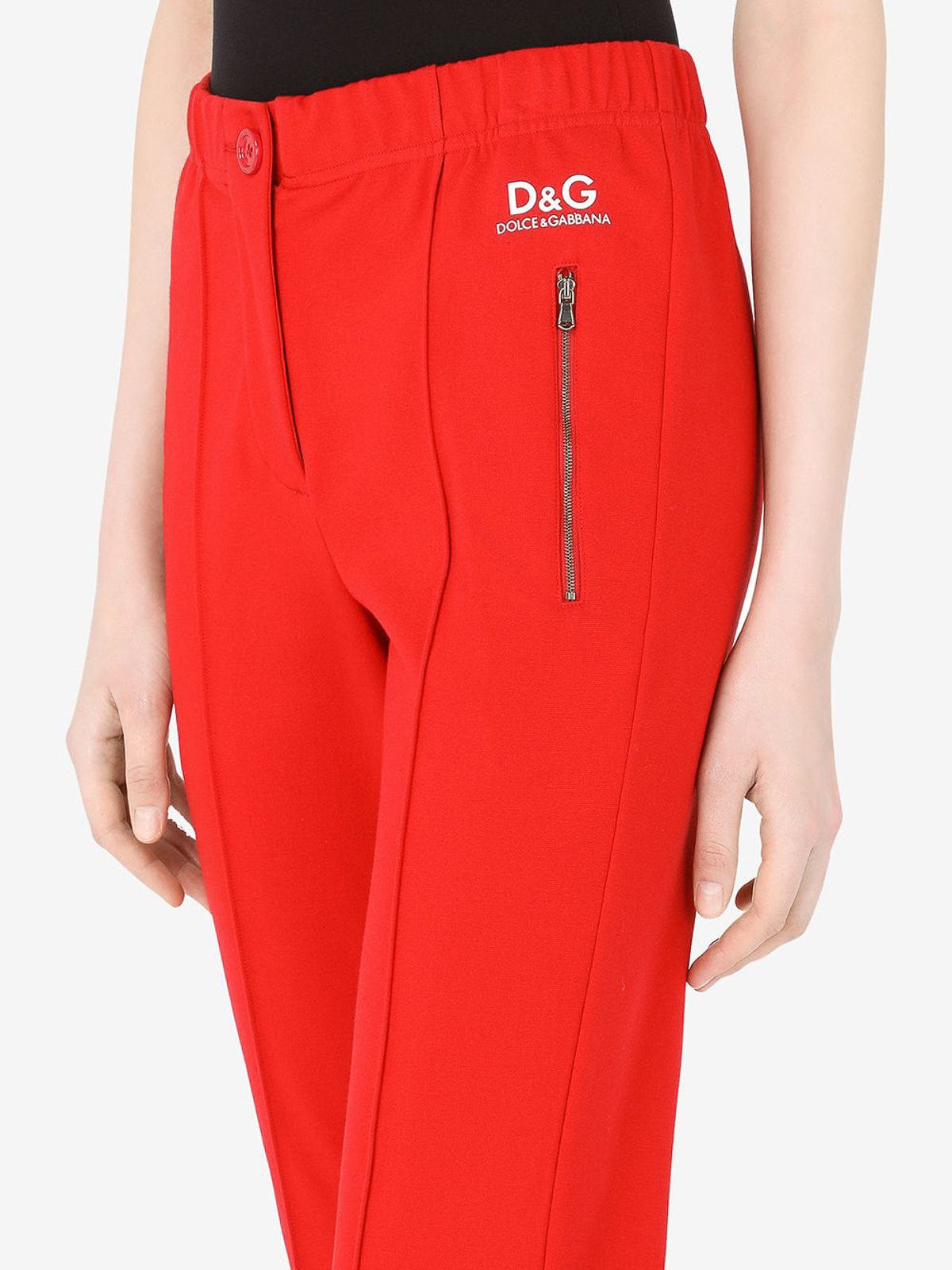 Dolce & Gabbana Red Full Milano DG Logo Trousers