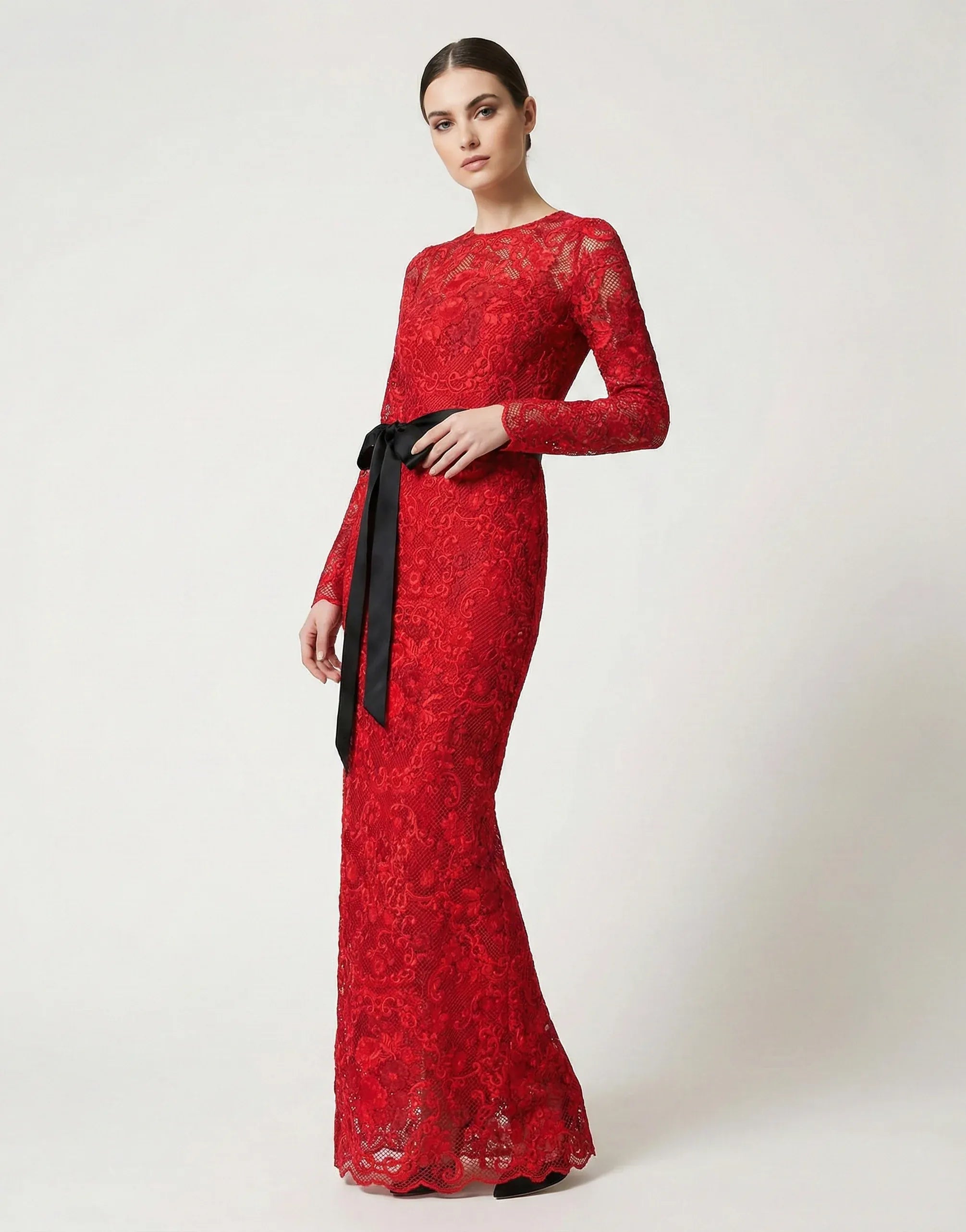 Dolce & Gabbana Red Lace Maxi Dress - alternate view