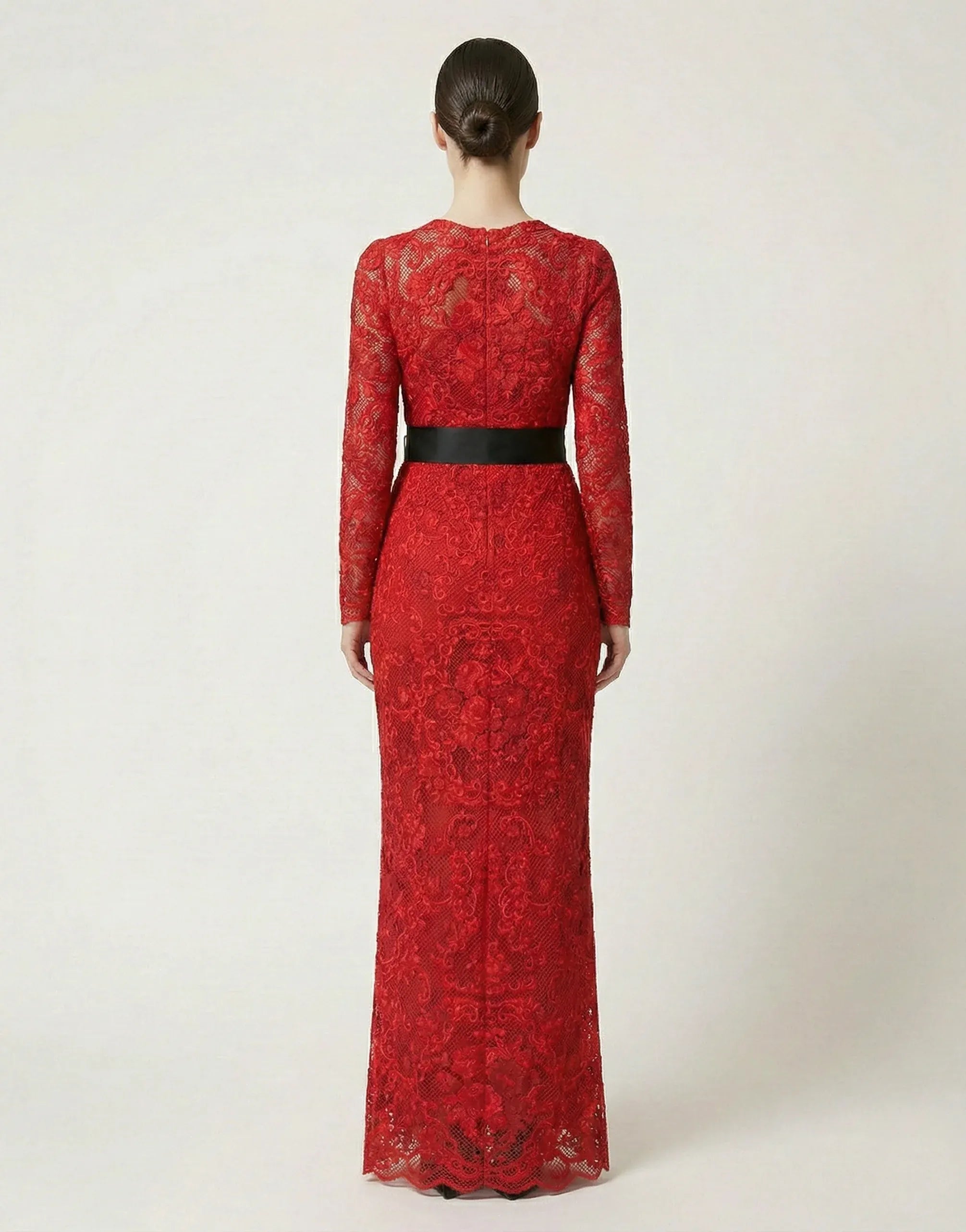 Dolce & Gabbana Red Lace Maxi Dress
