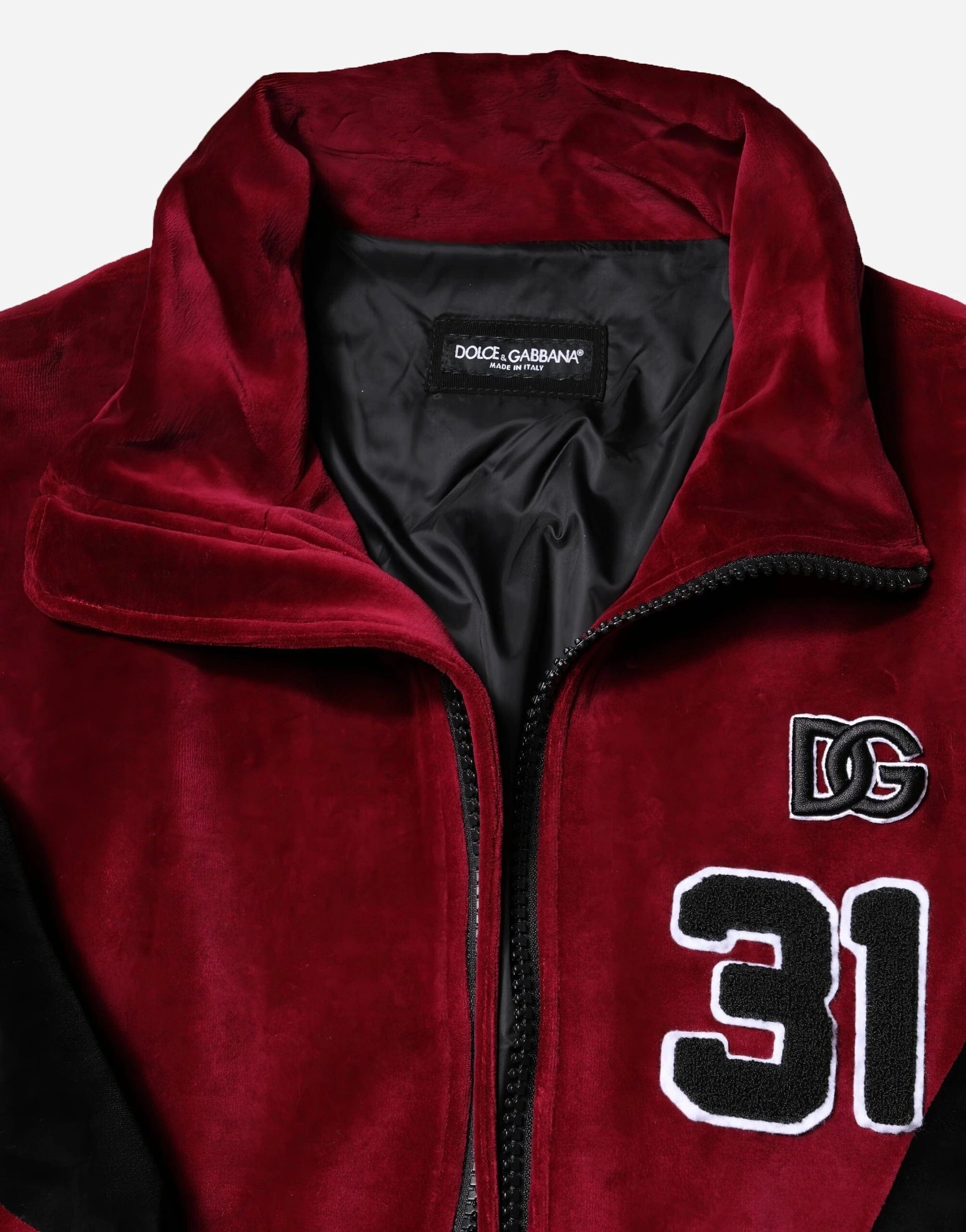 Dolce & Gabbana Red Logo Bomber Jacket