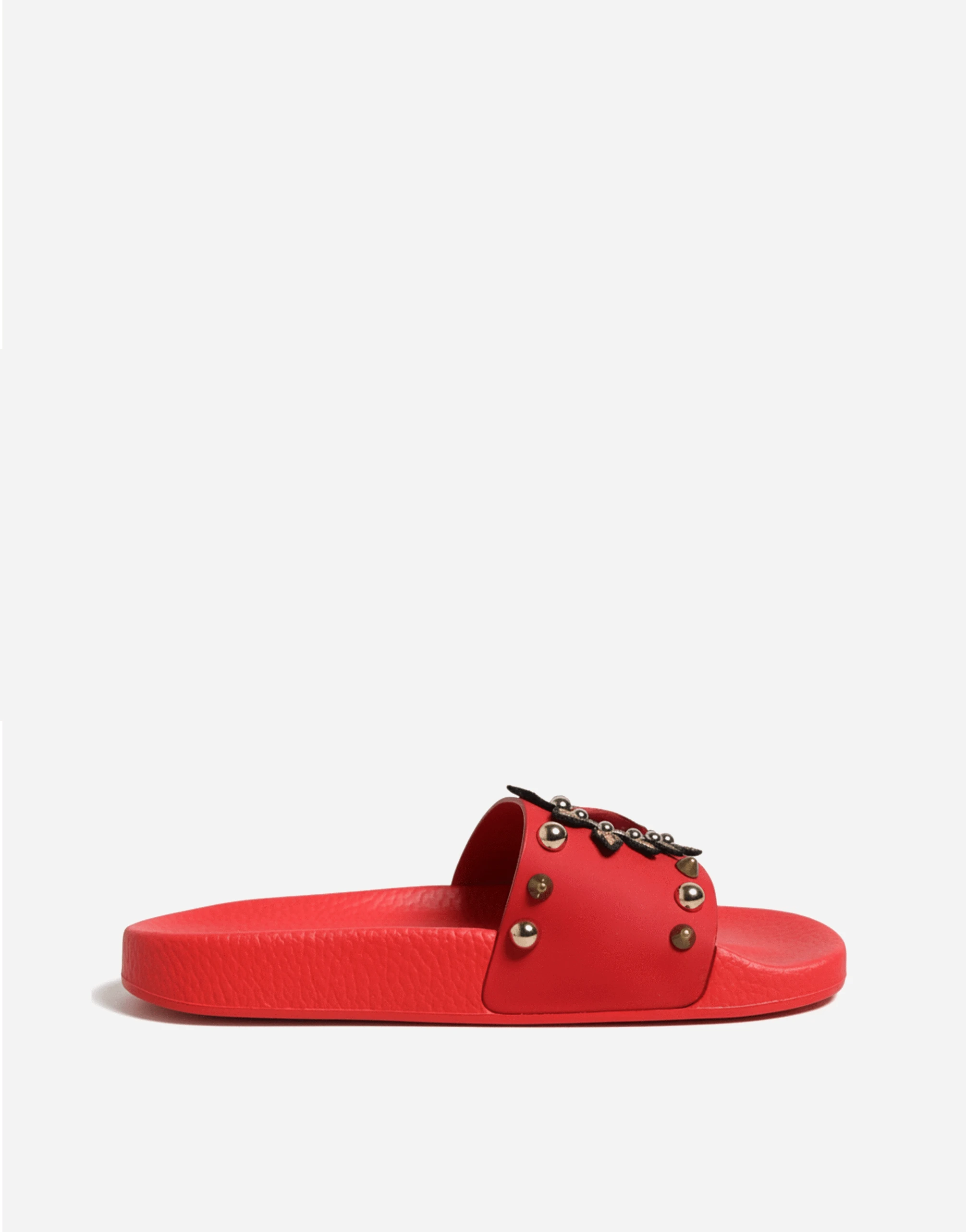 Dolce & Gabbana Red Sacred Heart Stud-Embellished Slides