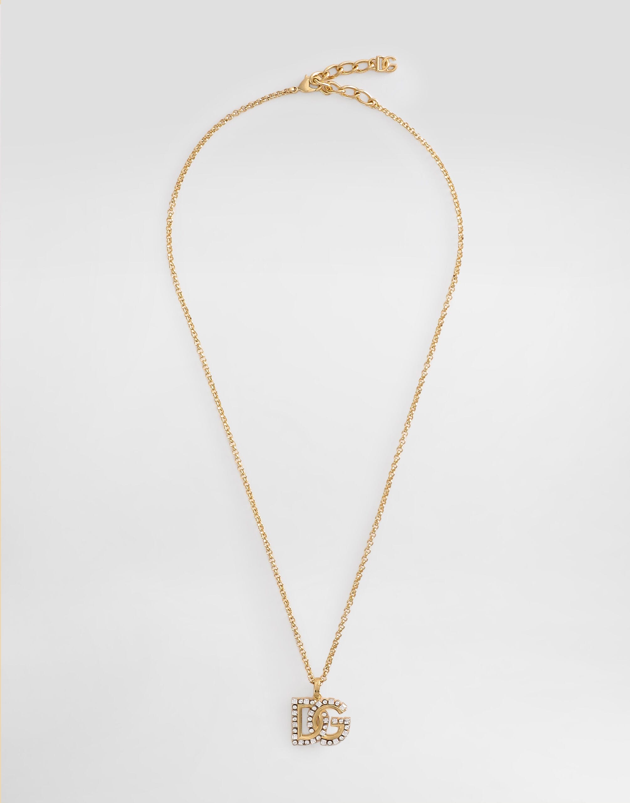 Dolce & Gabbana Rhinestone-Detailed DG Logo Necklace