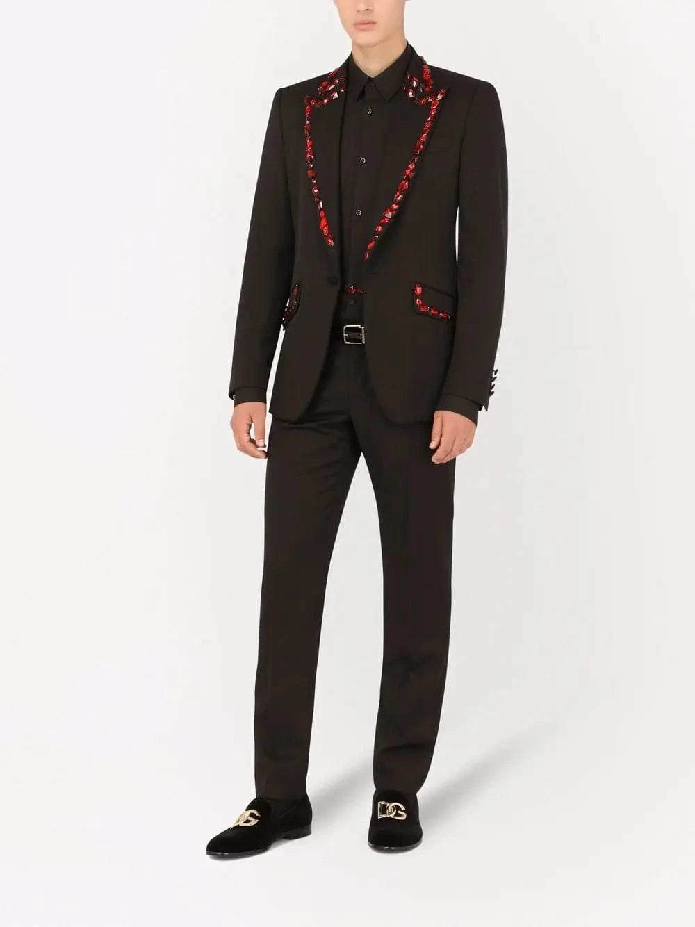 Dolce & Gabbana Rhinestone-Embellished Tuxedo Shirt