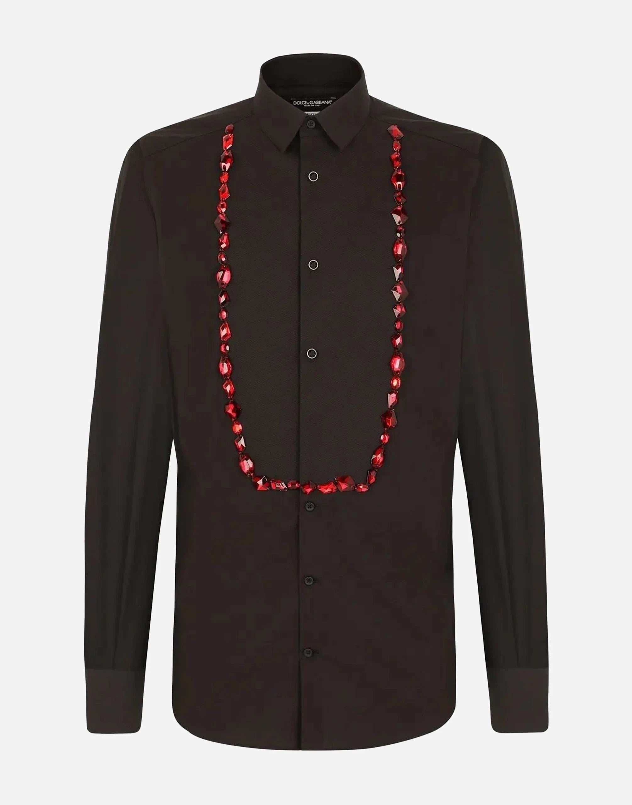 Dolce & Gabbana Rhinestone-Embellished Tuxedo Shirt