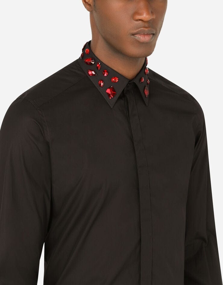 Dolce & Gabbana Rhinestone Embellishmed Gold-Fit Shirt
