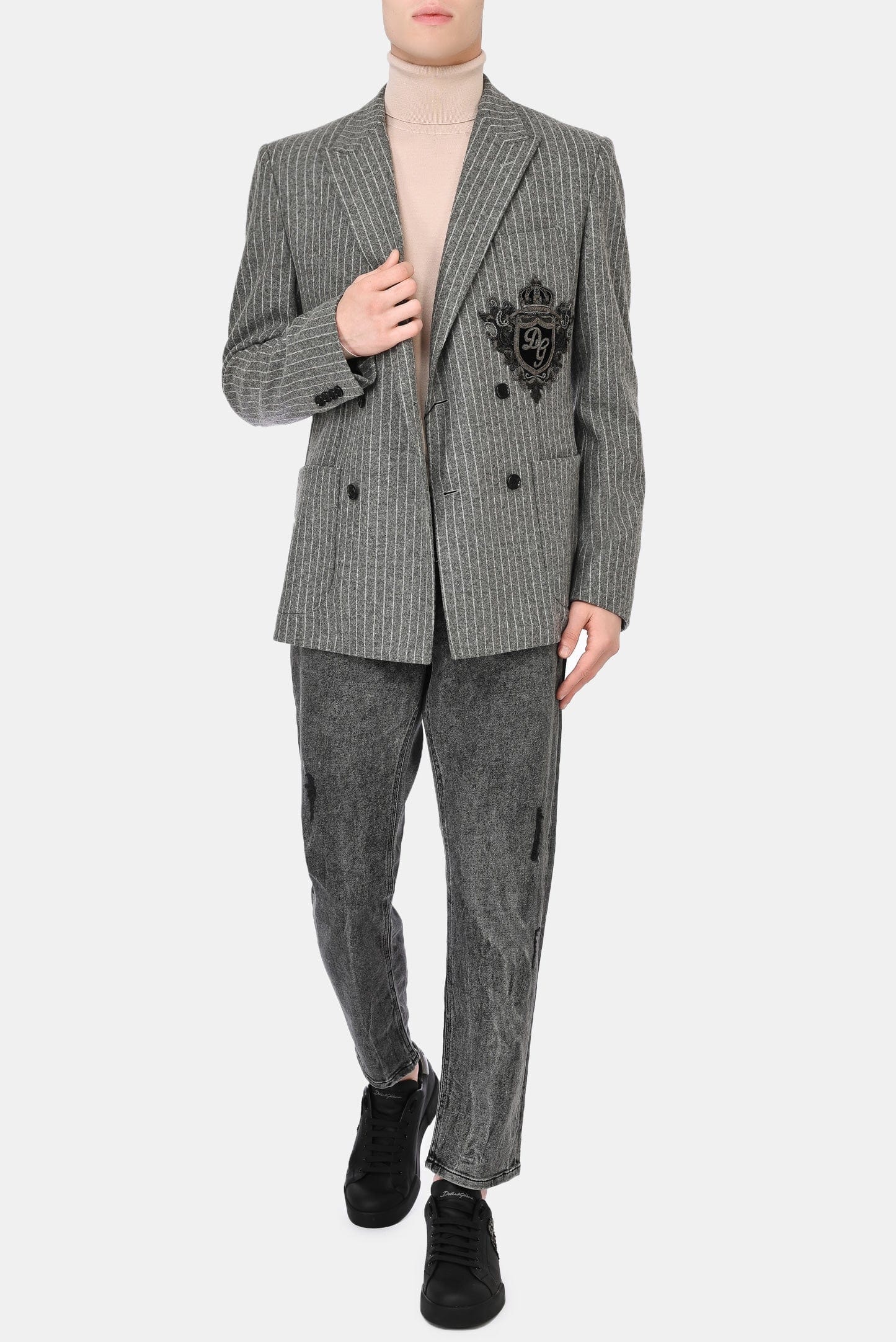 Dolce & Gabbana Ripped Straight Leg Jeans