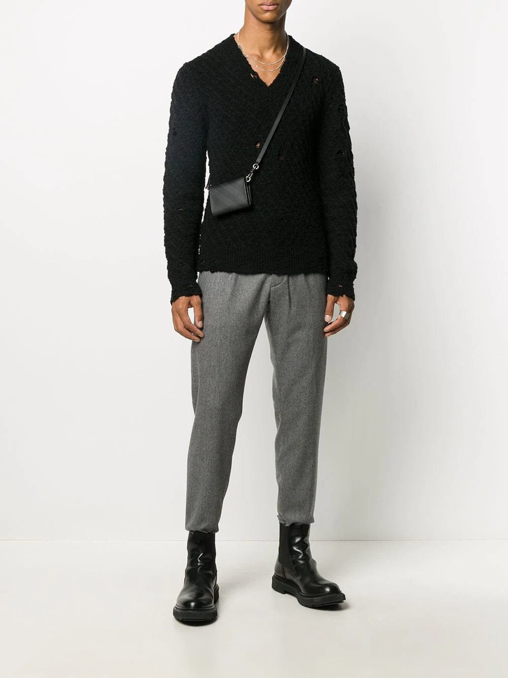 Dolce & Gabbana Ripped V-Neck Sweater