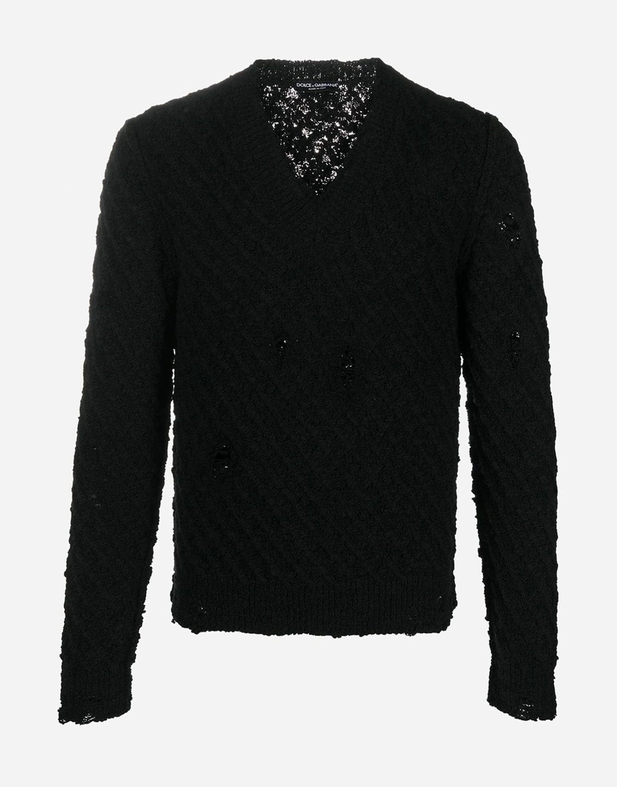 Dolce & Gabbana Ripped V-Neck Sweater