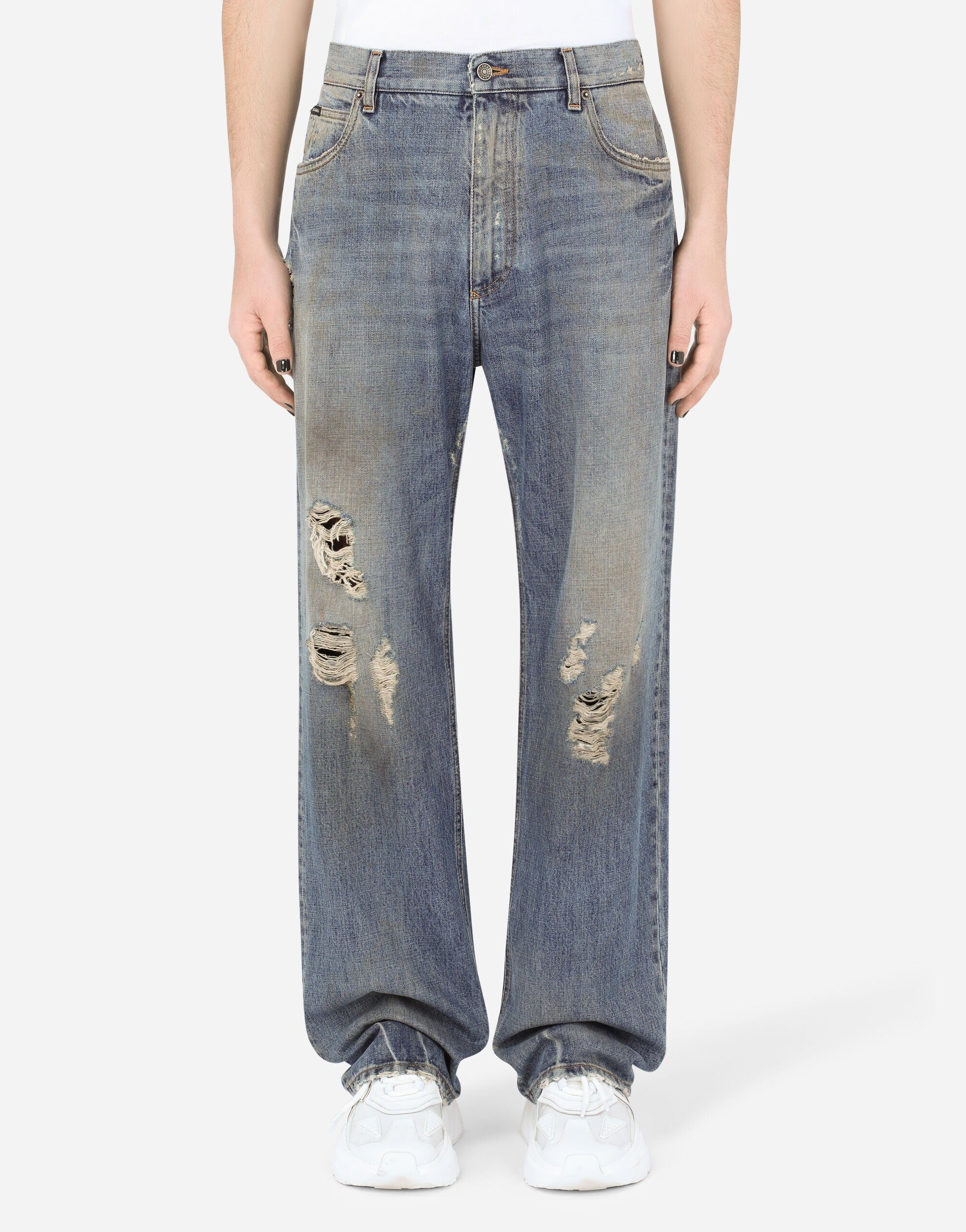 Dolce & Gabbana Ripped Wide-Leg Jeans