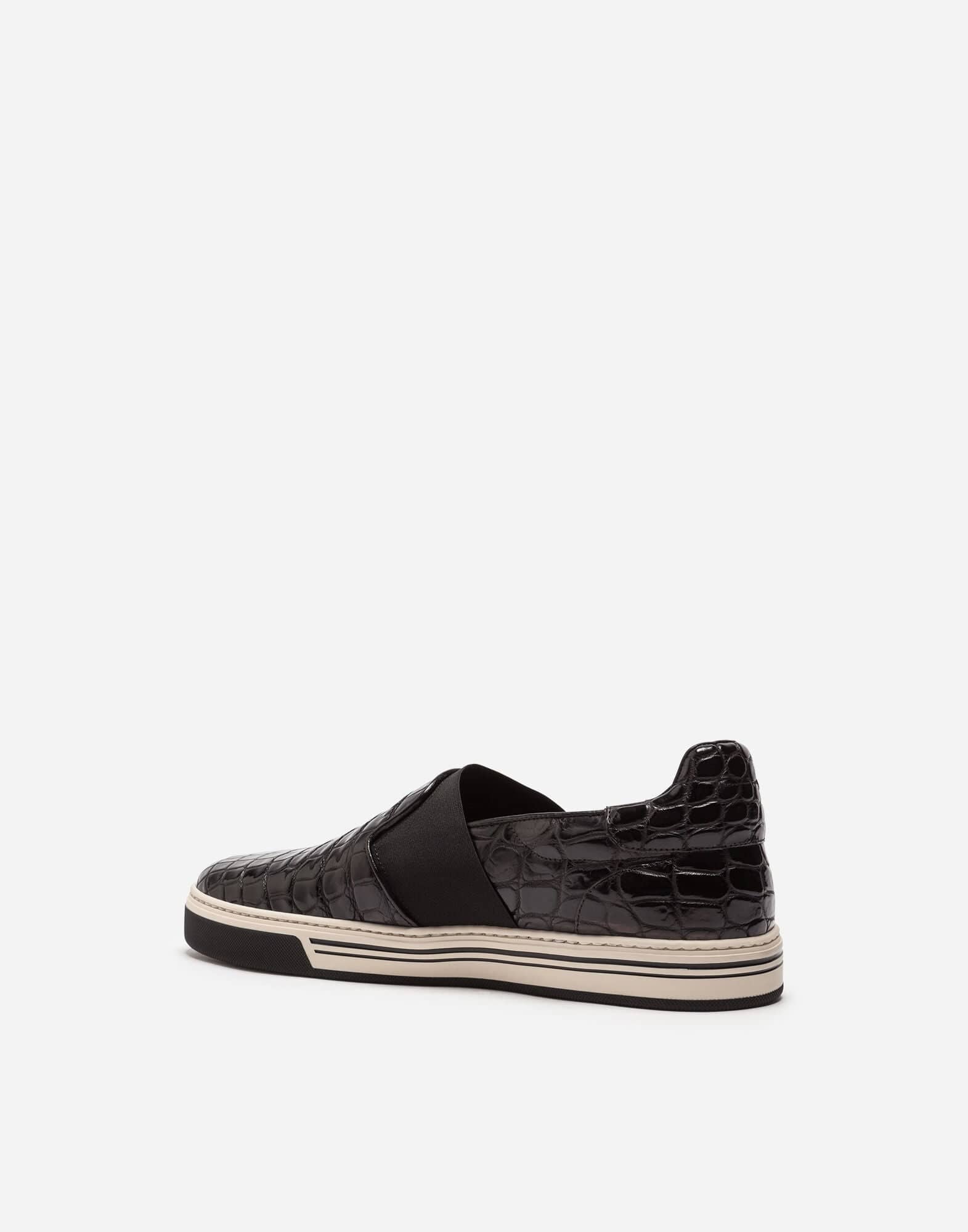 Dolce & Gabbana Rome Slip-On Sneakers In Crocodile Leather