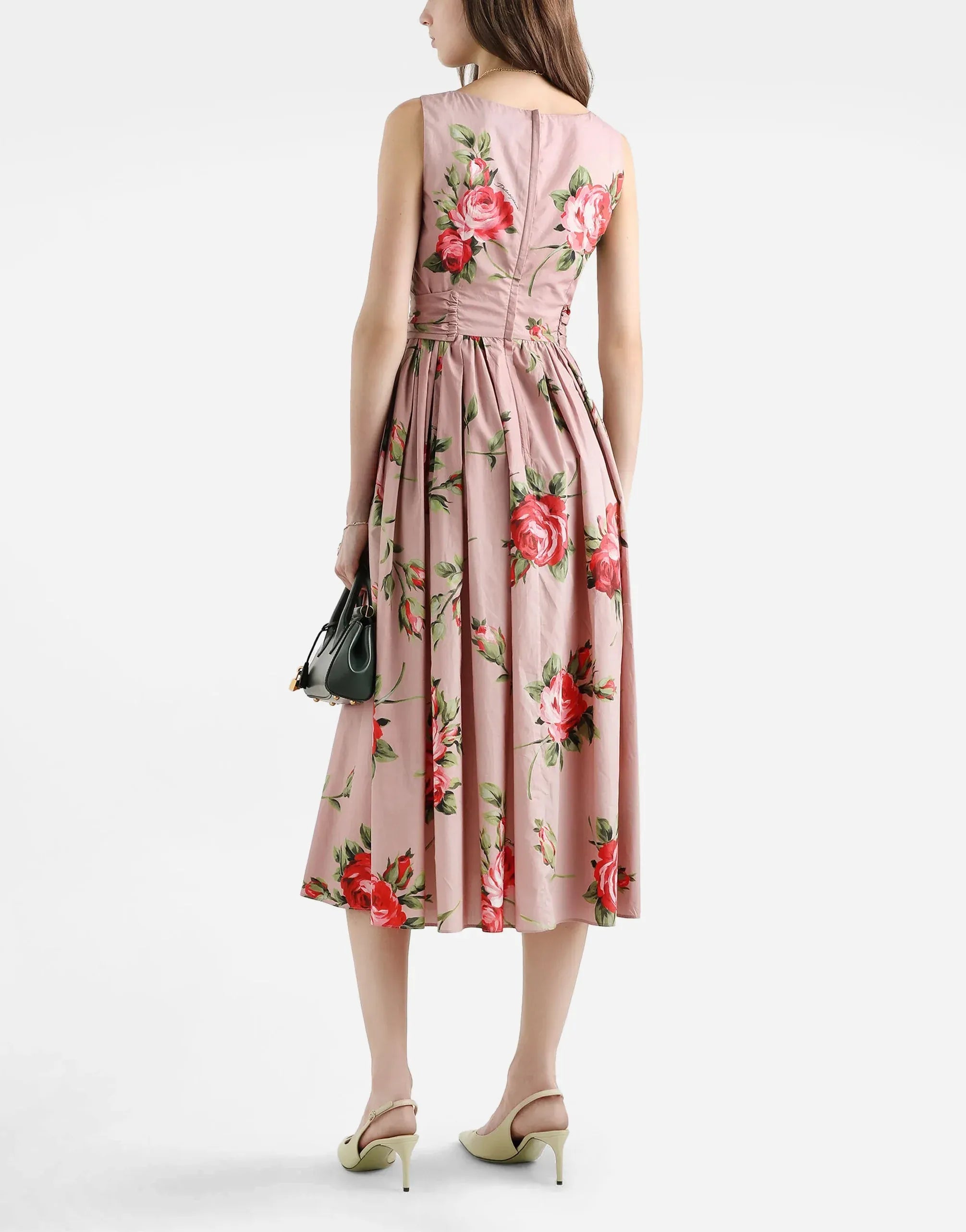 Dolce & Gabbana Rose Bouquet-Print Midi Dress