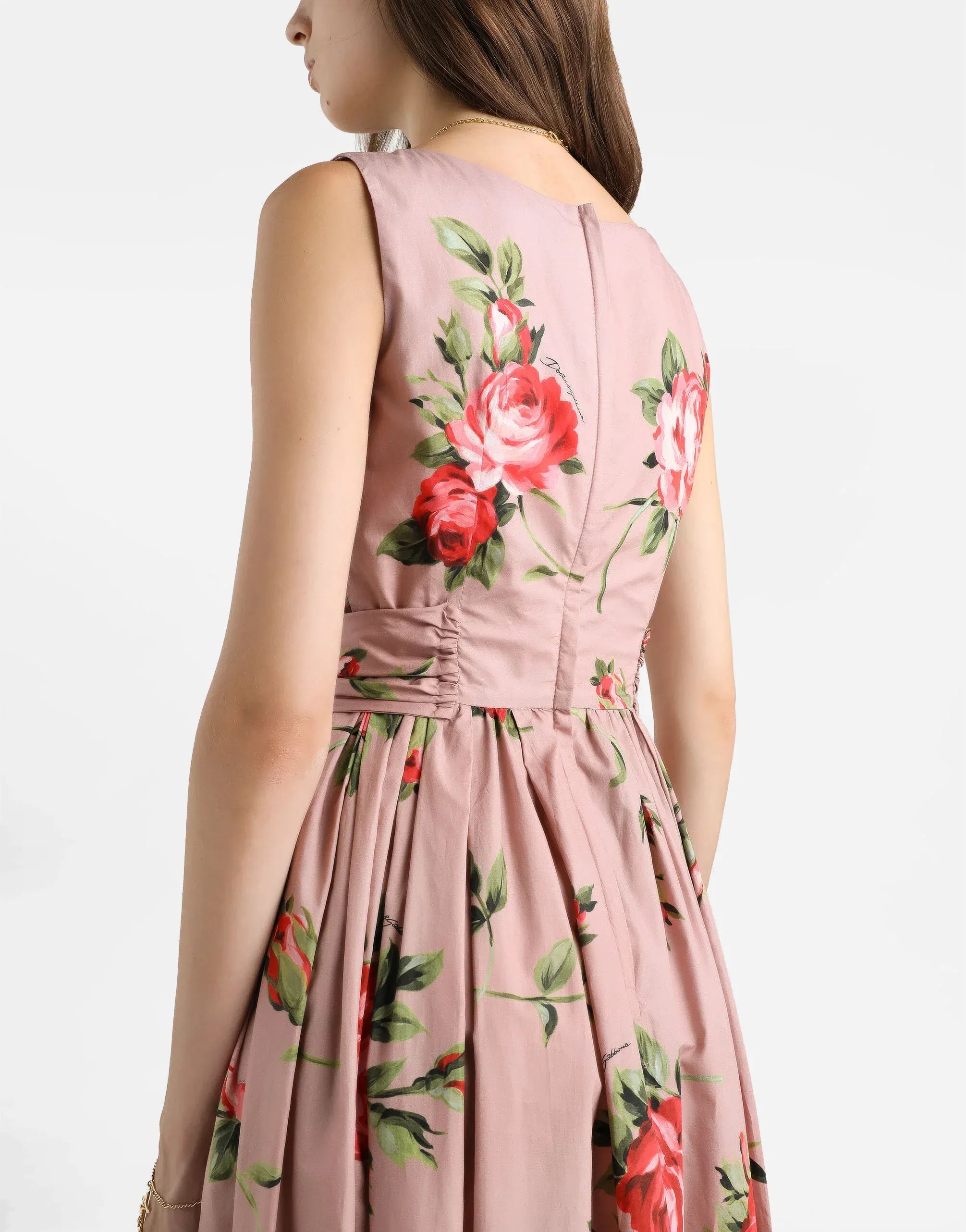 Dolce & Gabbana Rose Bouquet-Print Midi Dress