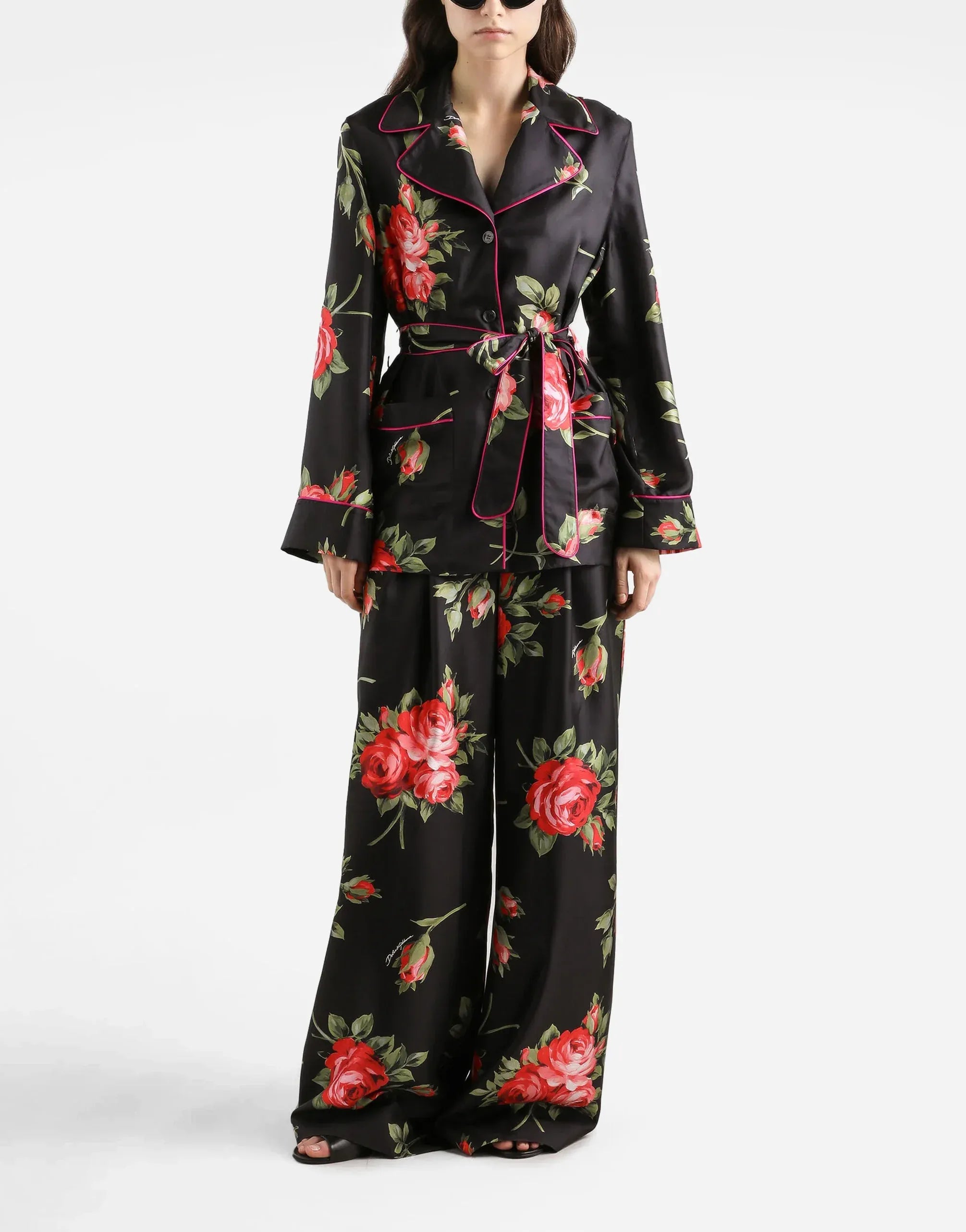 Dolce & Gabbana Rose Bouquet-Print Twill Trousers