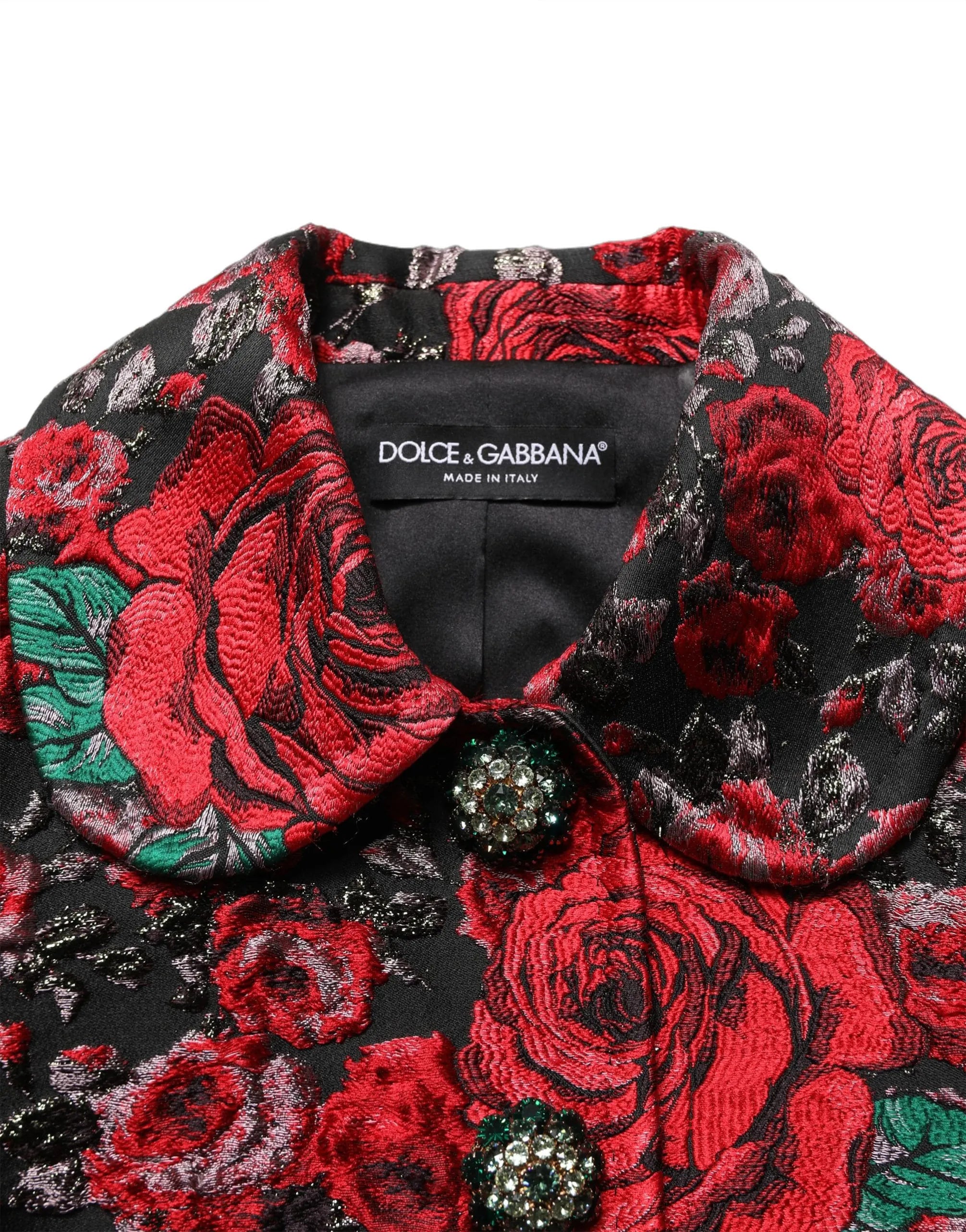 Dolce & Gabbana Rose Jacquard Jacket Crystal Button Detail