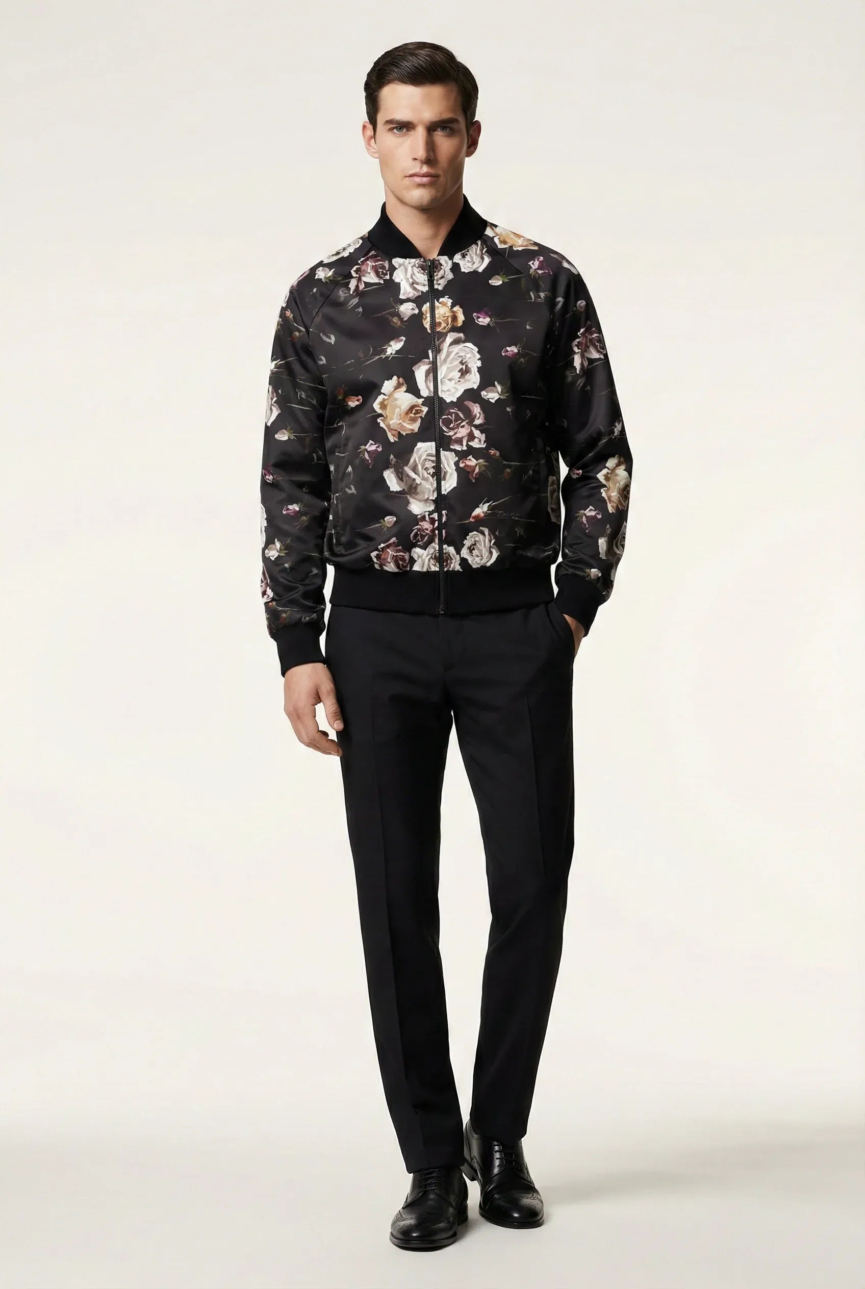 Dolce & Gabbana 玫瑰图案棒球夹克