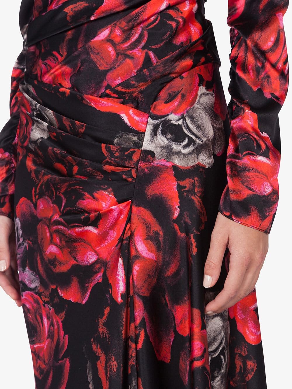 Dolce & Gabbana Rose-Print Charmeuse Evening Dress