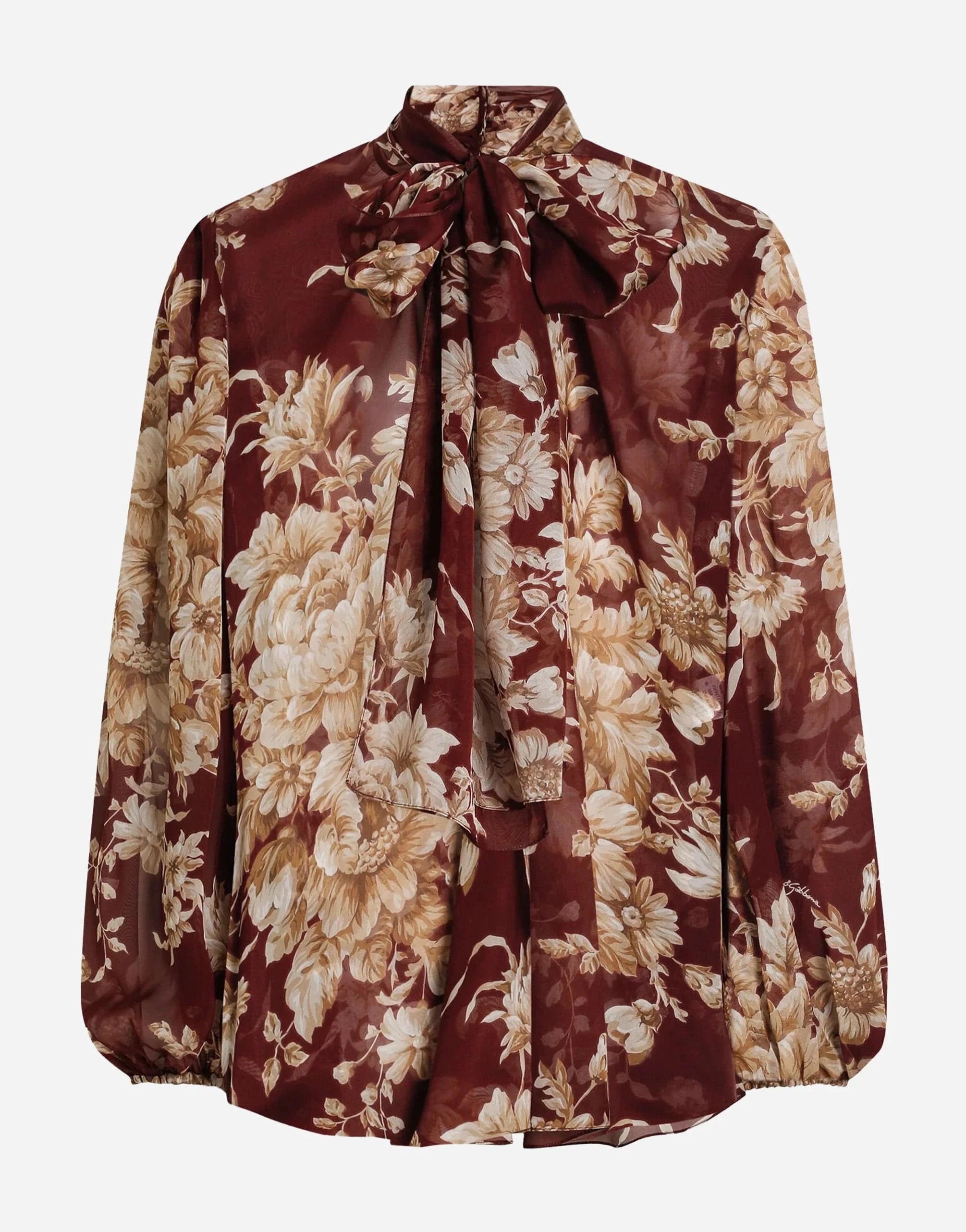Dolce & Gabbana Rose-Print Chiffon Shirt