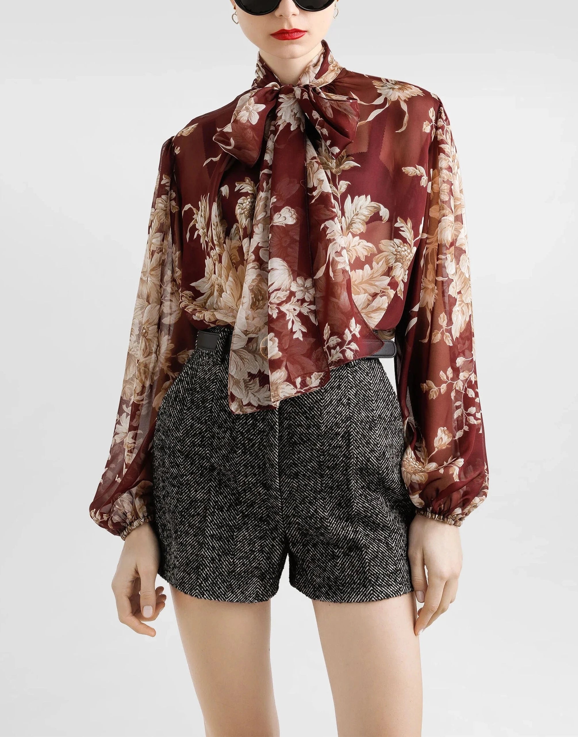 Dolce & Gabbana Rose-Print Chiffon Shirt