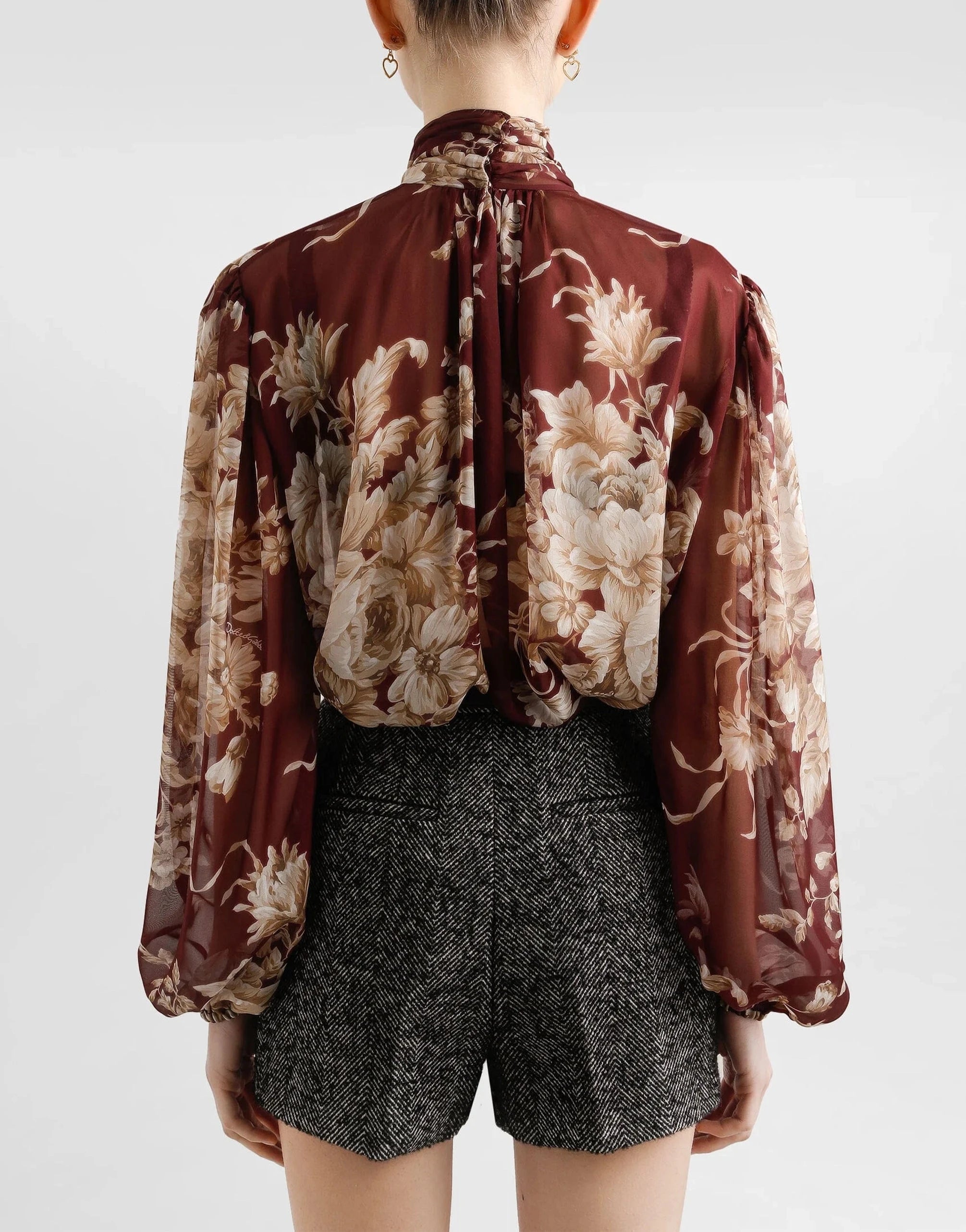 Dolce & Gabbana Rose-Print Chiffon Shirt
