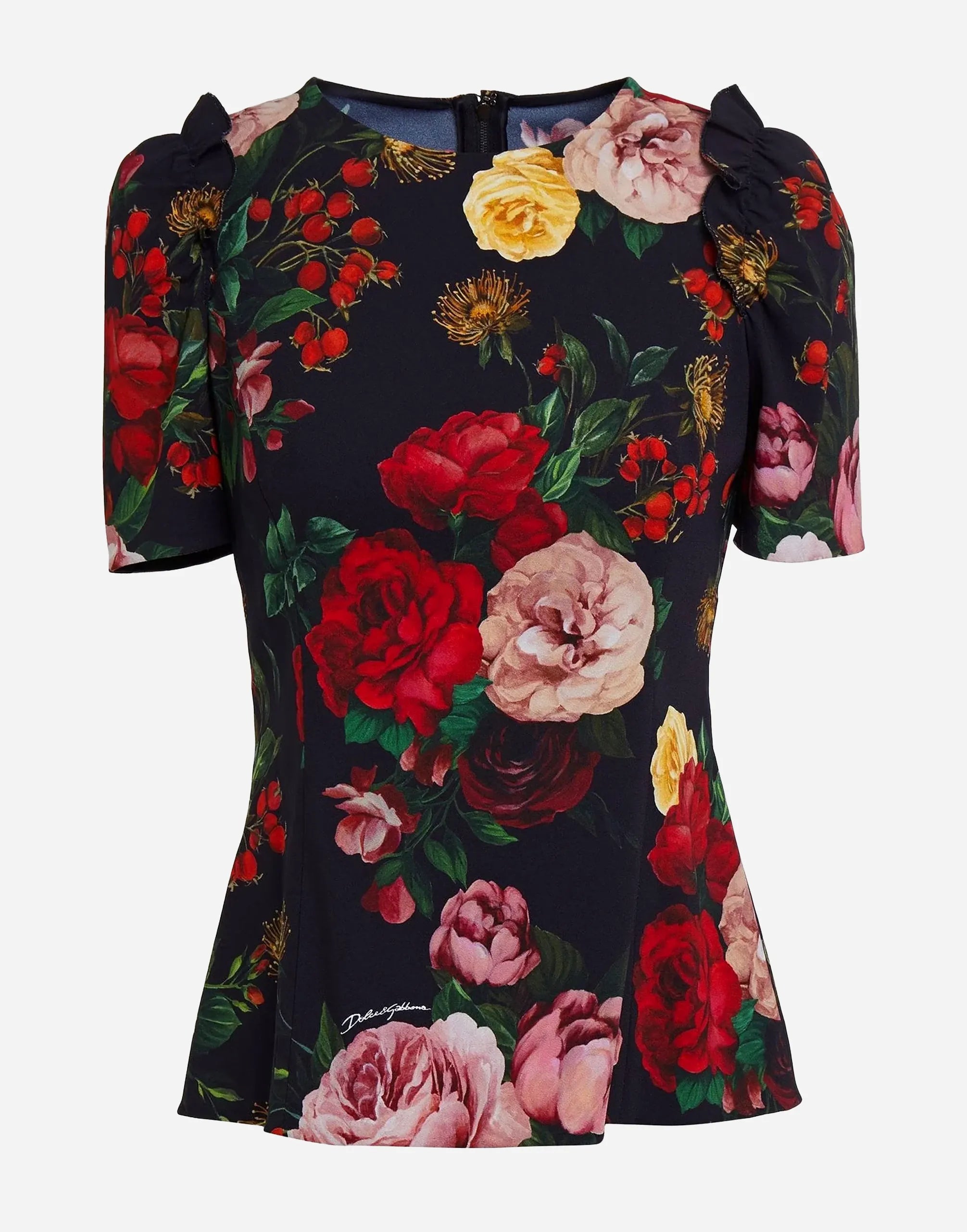Dolce & Gabbana Rose Print Fitted Top