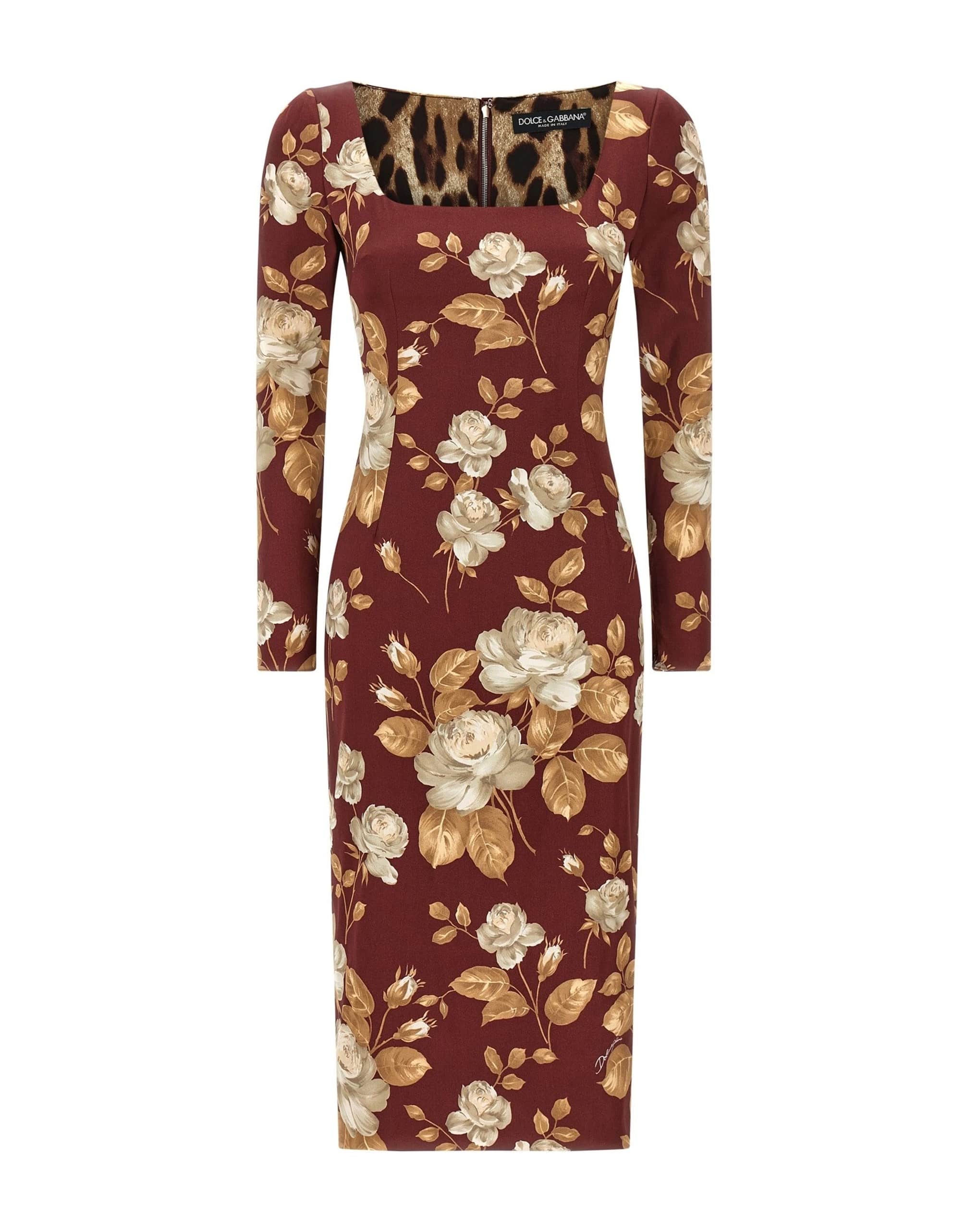 Dolce & Gabbana Dolce & Gabbana Rose Print Midi Dress