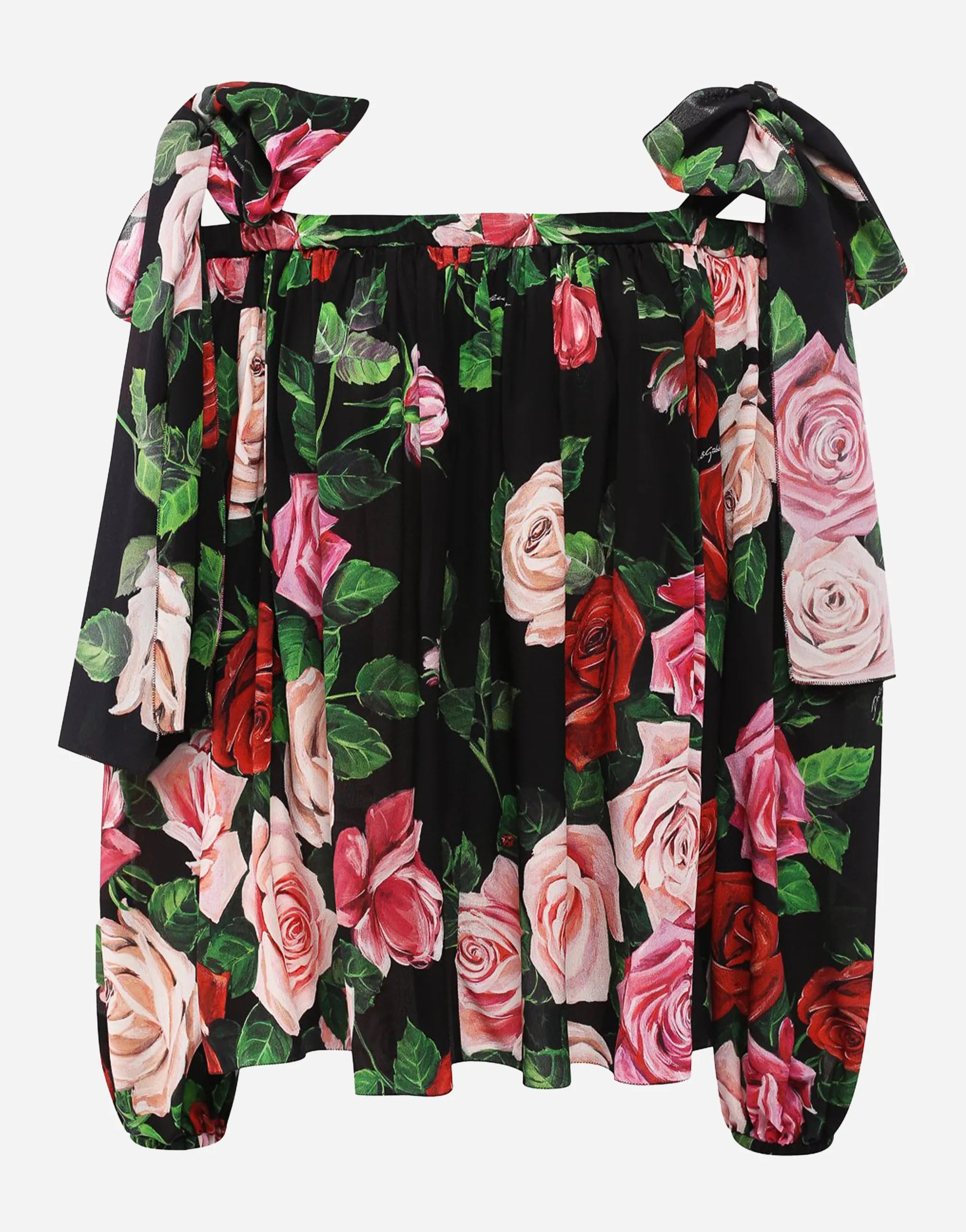 Dolce & Gabbana Rose Print Silk Blouse