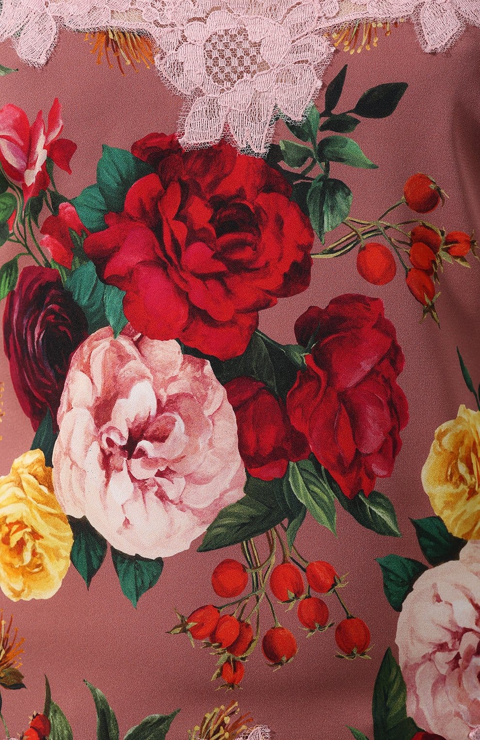 Dolce & Gabbana Rose Print Silk Camisole with Lace Trim