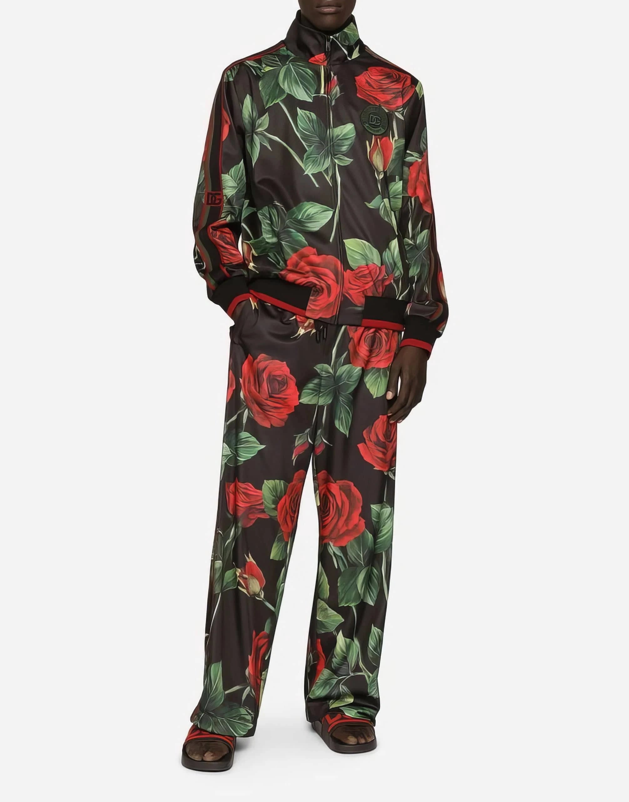 Dolce & Gabbana Rose-Printed Straight Jogging Pants