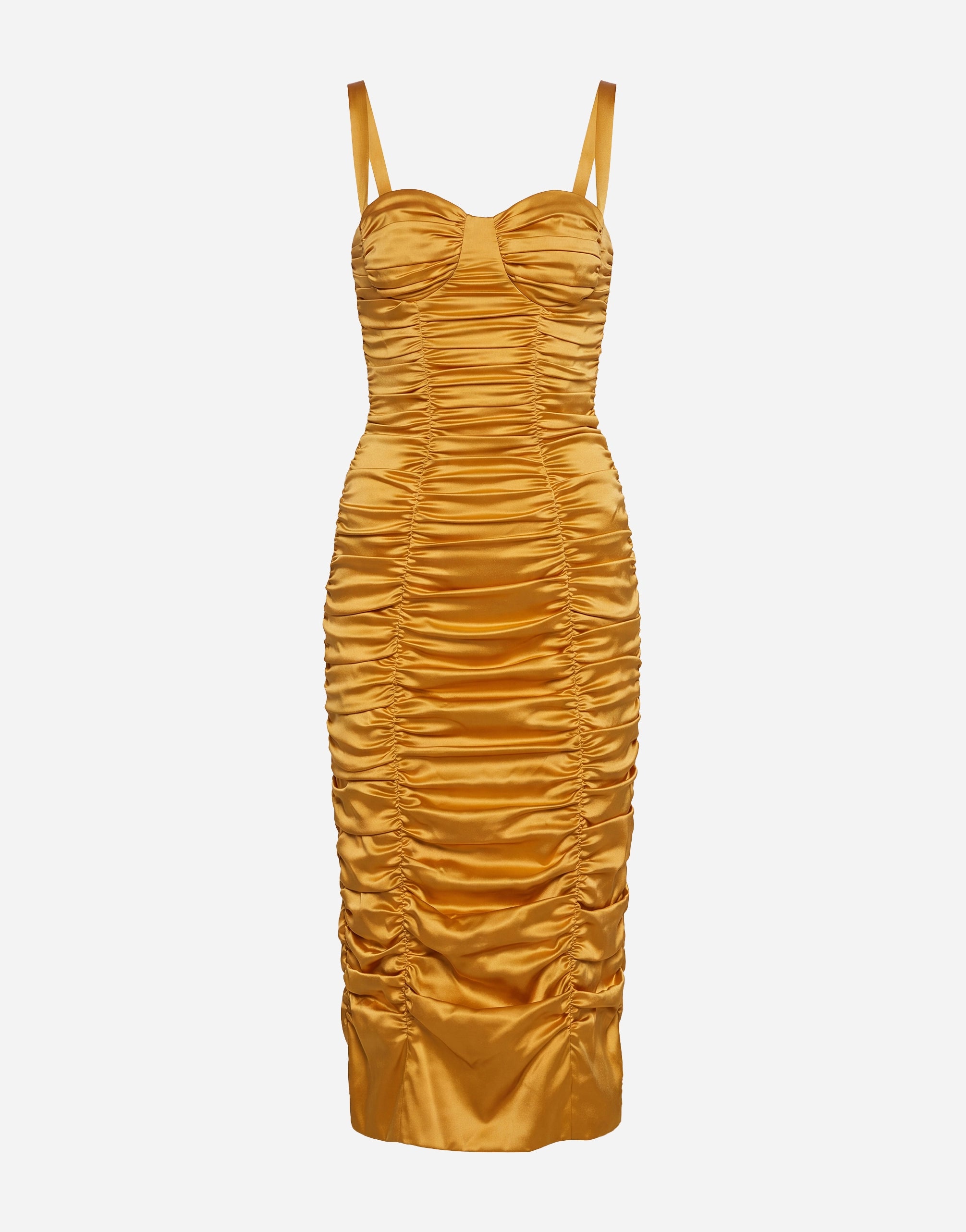 Dolce & Gabbana Ruched Satin Bustier Midi Dress