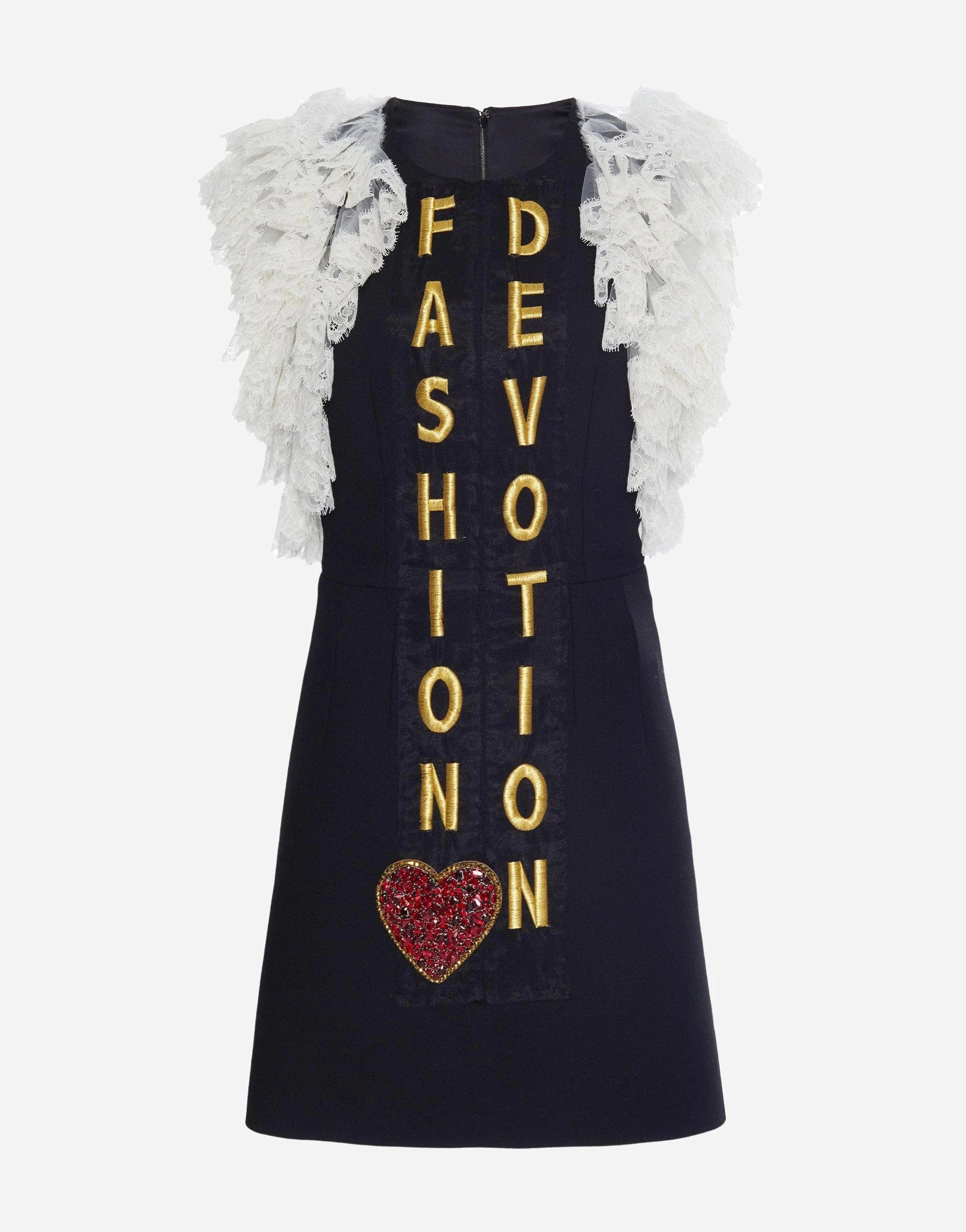 Dolce & Gabbana Ruffle-Lace Fashion Devotion Mini Dress