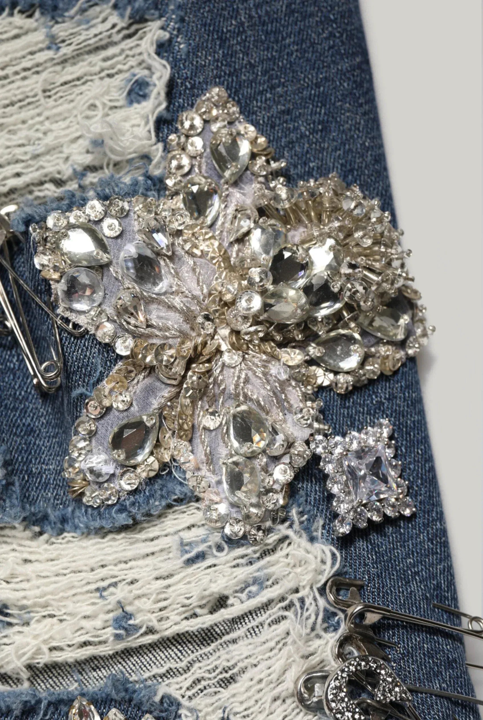 Dolce & Gabbana Runway Amber Rhinestone And Pins Embellished Jeans