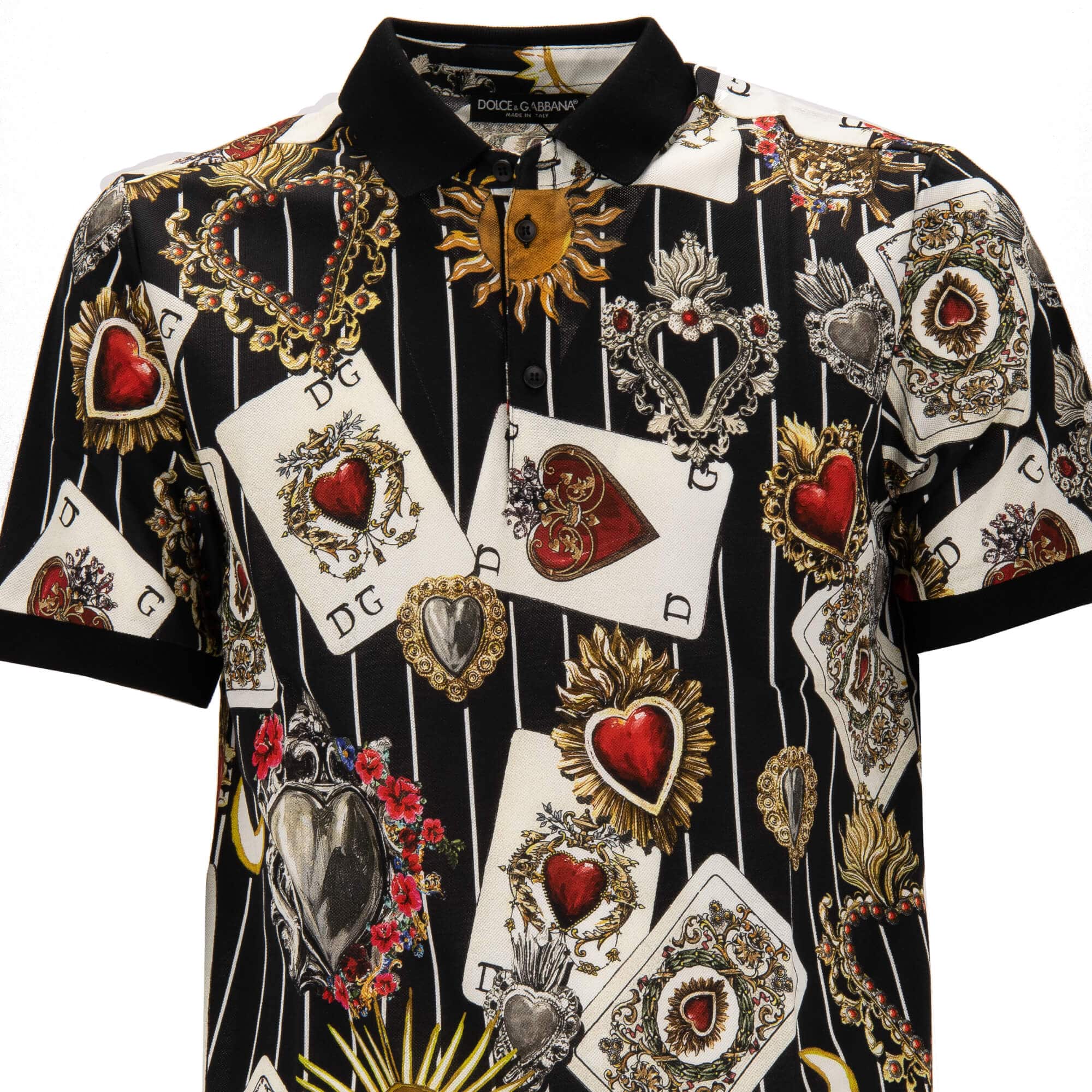 Dolce & Gabbana Sacred Cards-Print Cotton Polo shirt