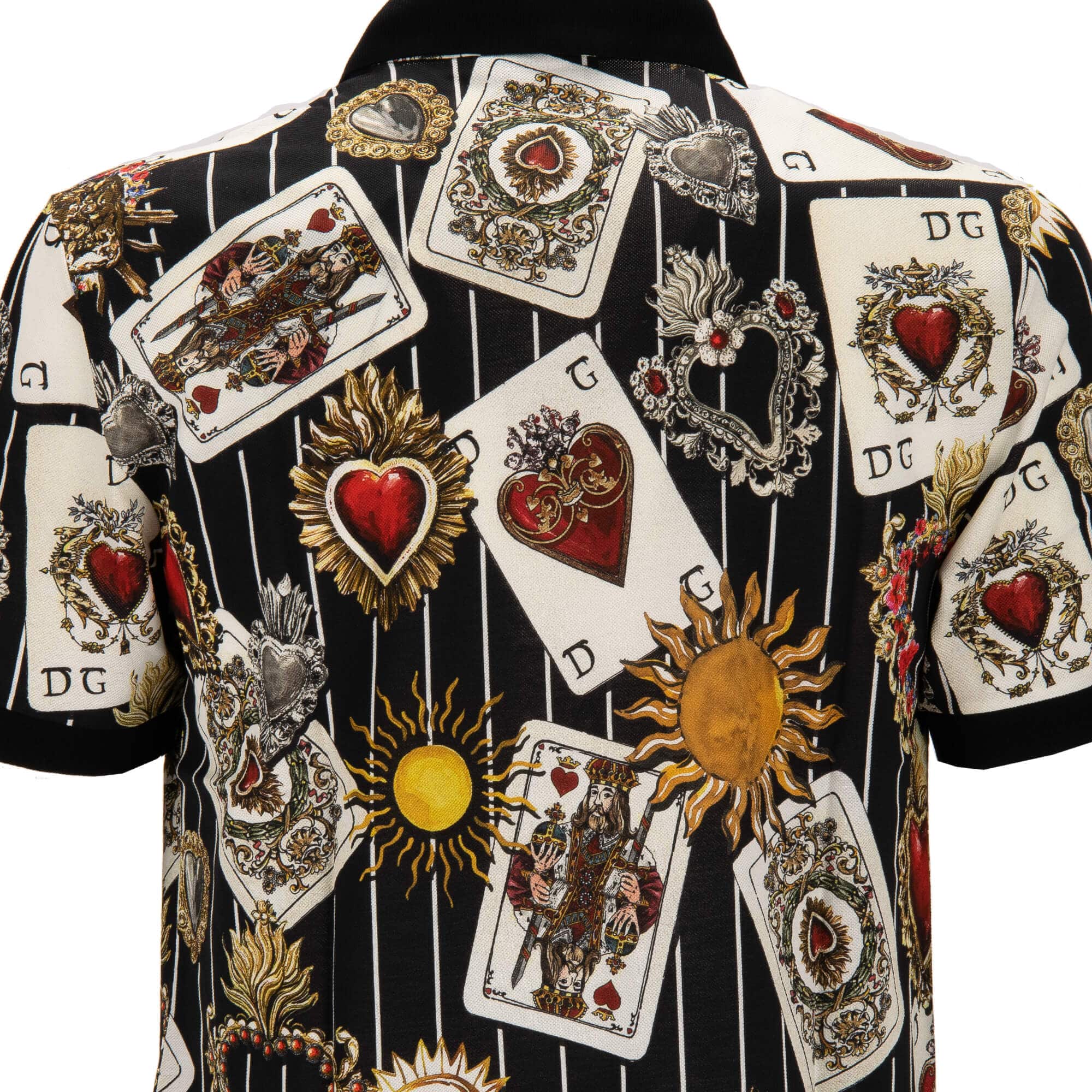 Dolce & Gabbana Sacred Cards-Print Cotton Polo shirt