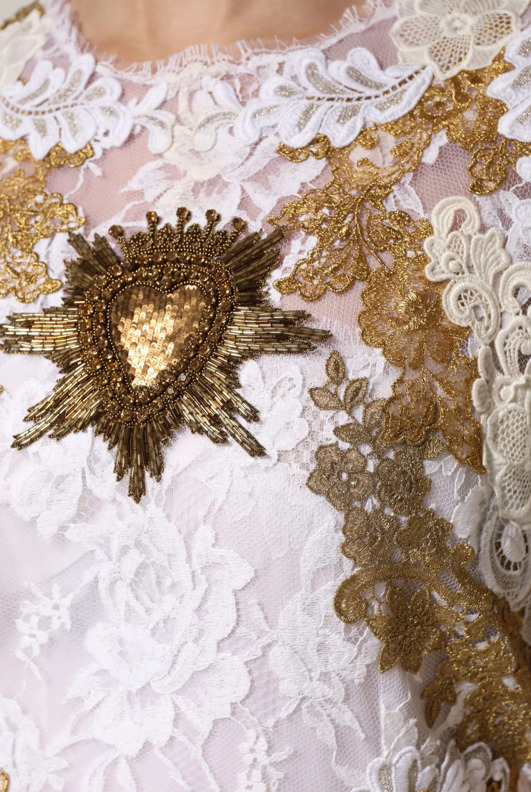 Dolce & Gabbana Sacred Heart Appliqué Lace Midi Dress