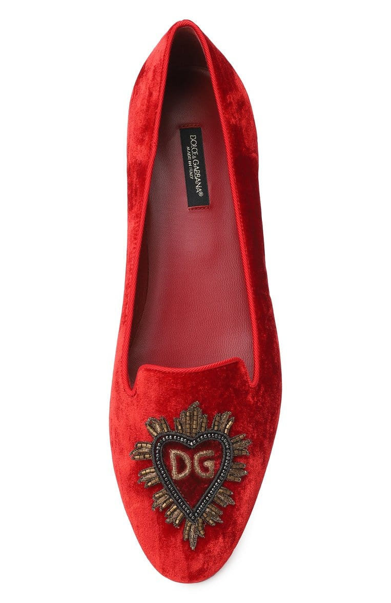 Dolce & Gabbana Sacred Heart Embroidered Velvet Loafers